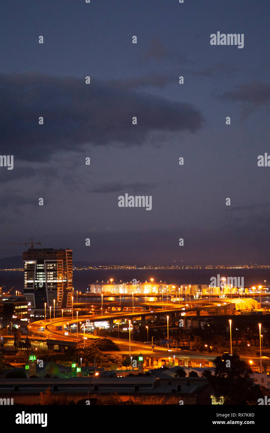 Cape Town City Harbour Lights at Night - South Africa Stock Photo