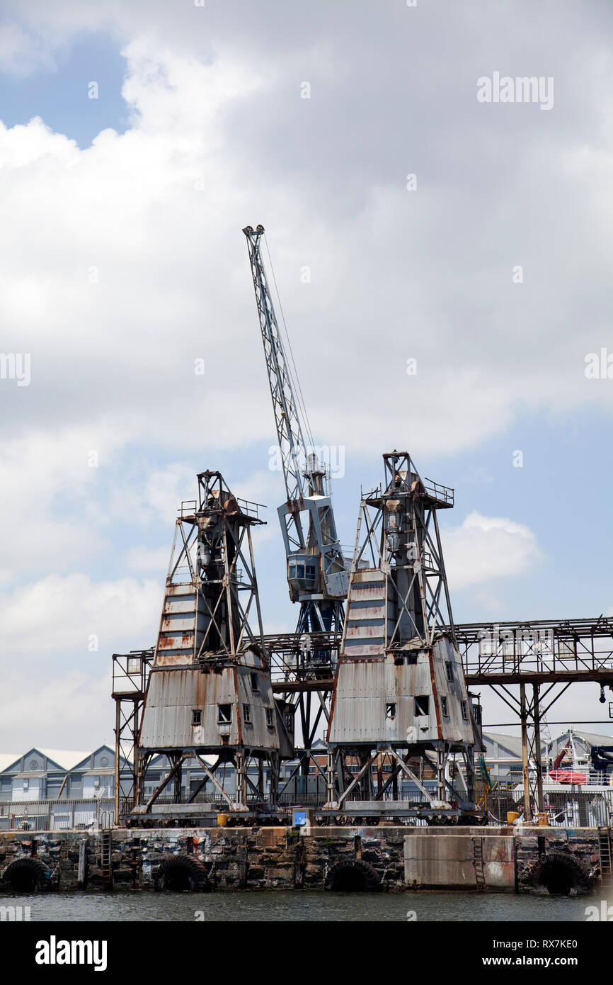 Cranes at teh Docks in Cape Town Waterfront , South Africa Stock Photo