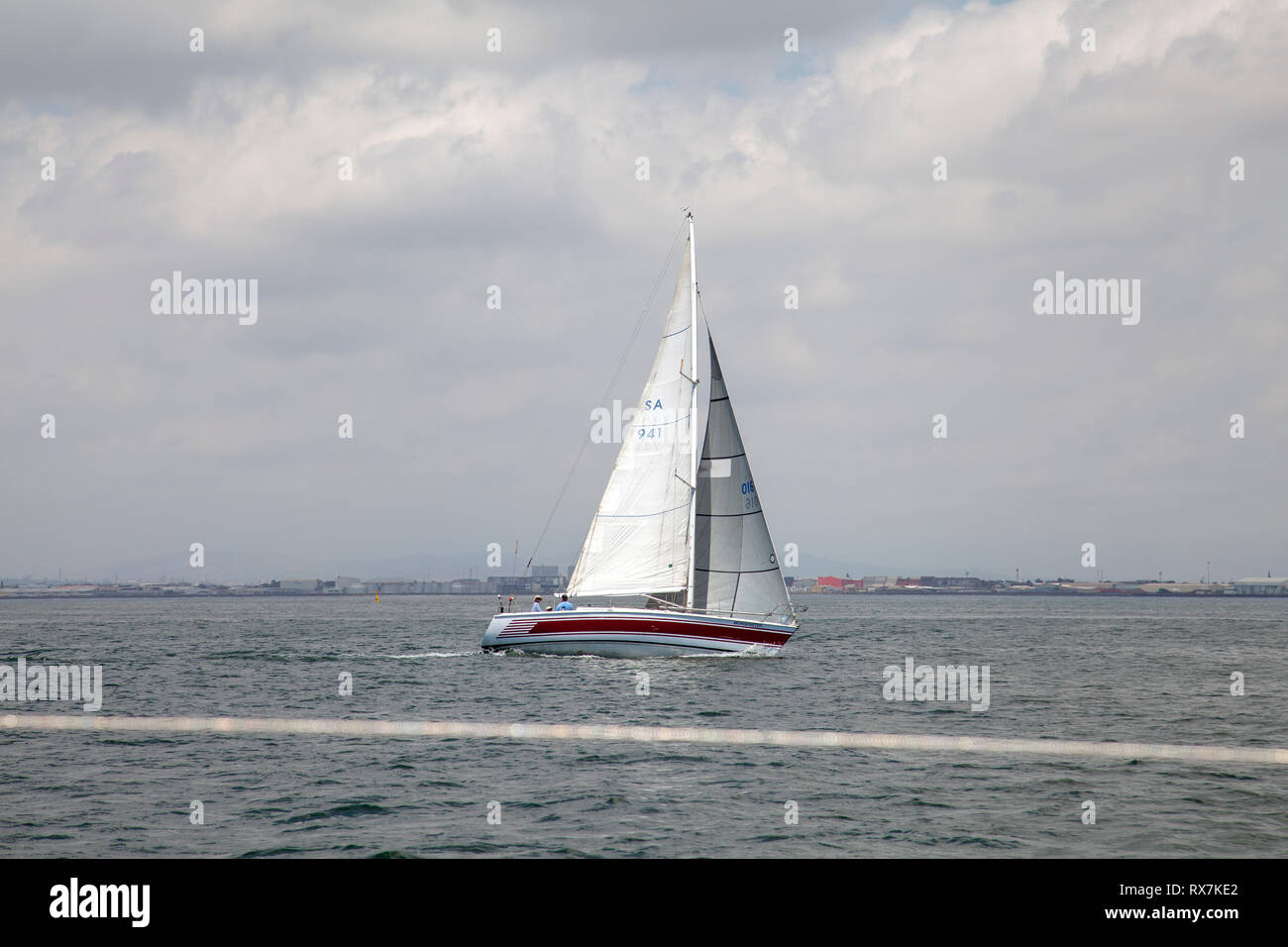 Yacht sailing in Table Bay , Cape Town - South Africa Stock Photo