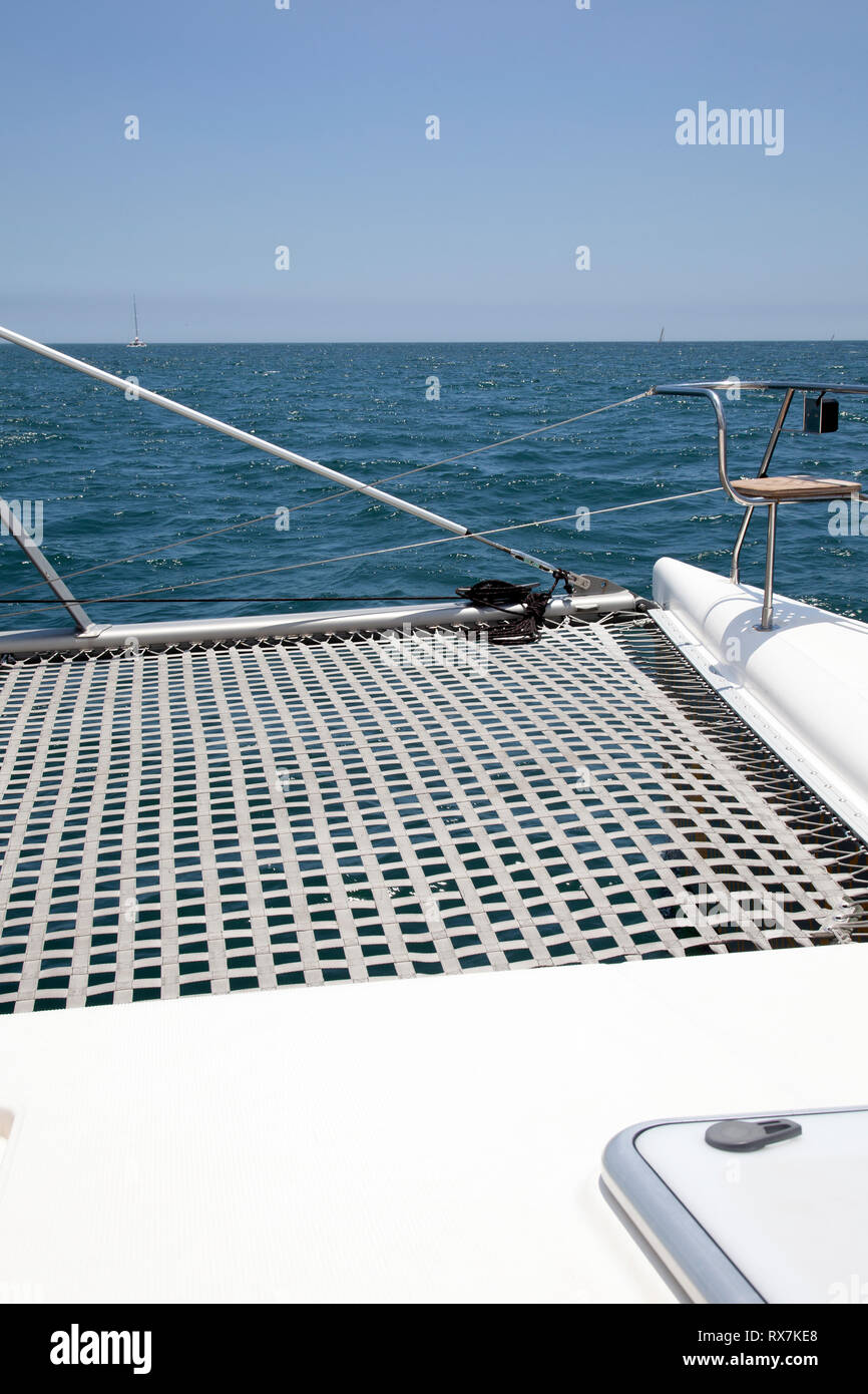 Catamaran Deck at Sea - Cape Town, South Africa Stock Photo