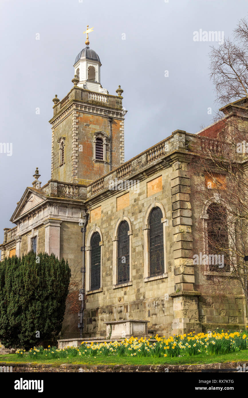 blandford forum, quaint town centre high street, market day, dorset, england, uk Stock Photo