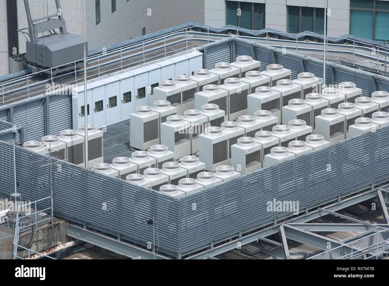 Exhaust vents of industrial air conditioning and ventilation units