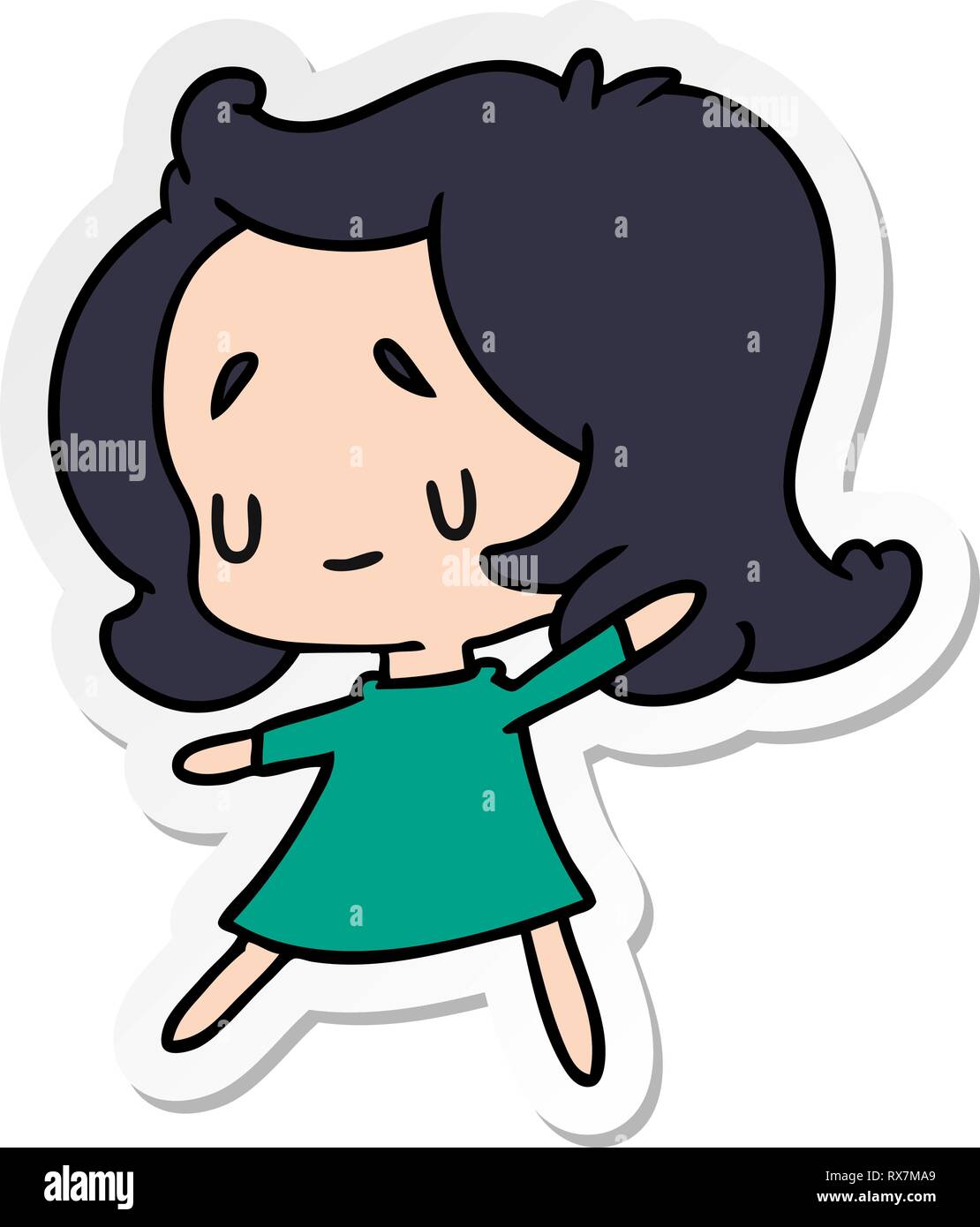 sticker cartoon illustration of a cute kawaii girl Stock Vector Image & Art Alamy