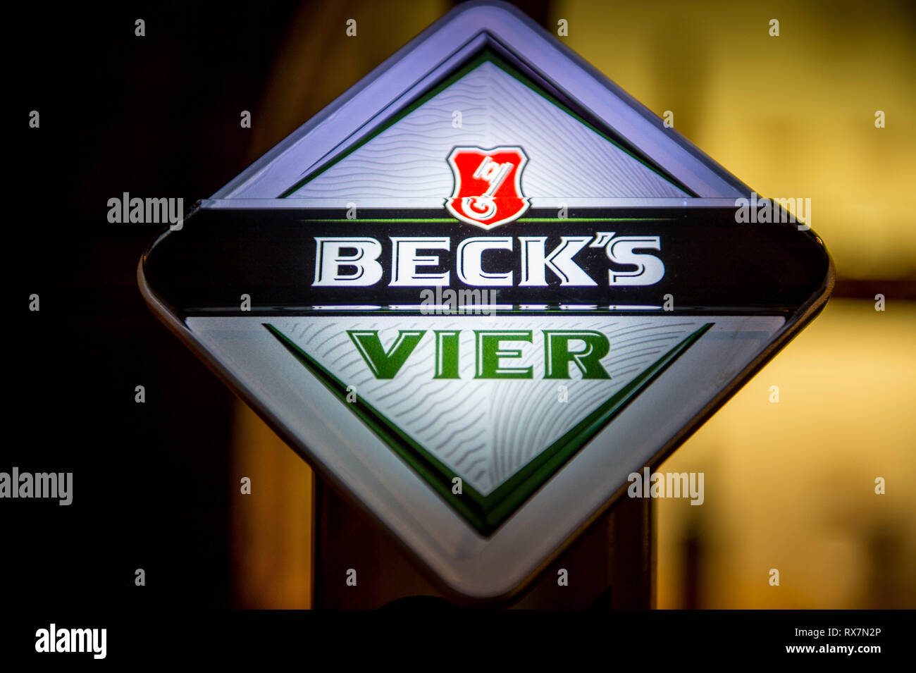 Friday  08 March 2019  AB inBev Products - Becks Vier Stock Photo