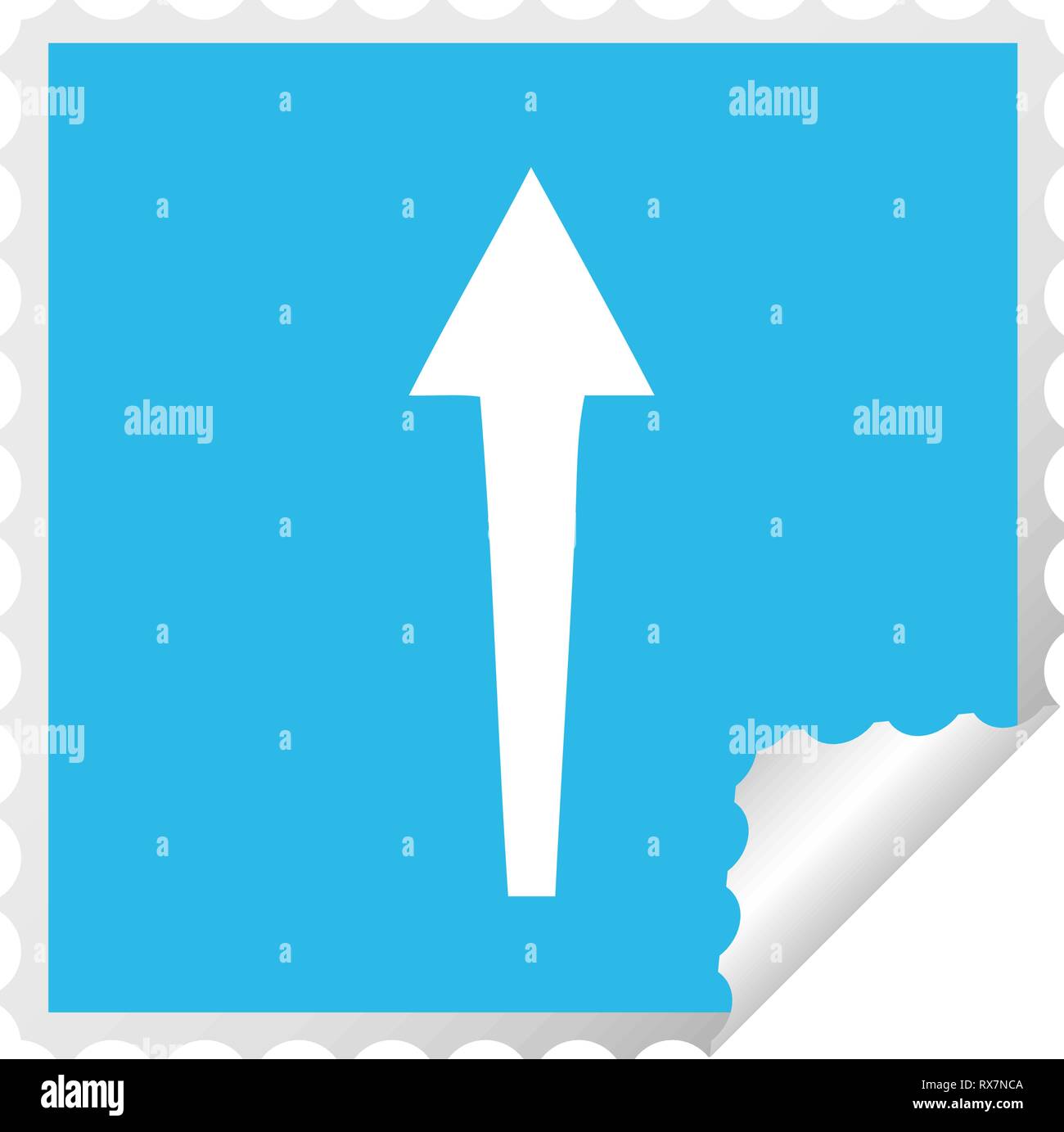 square peeling sticker quirky cartoon arrow Stock Vector