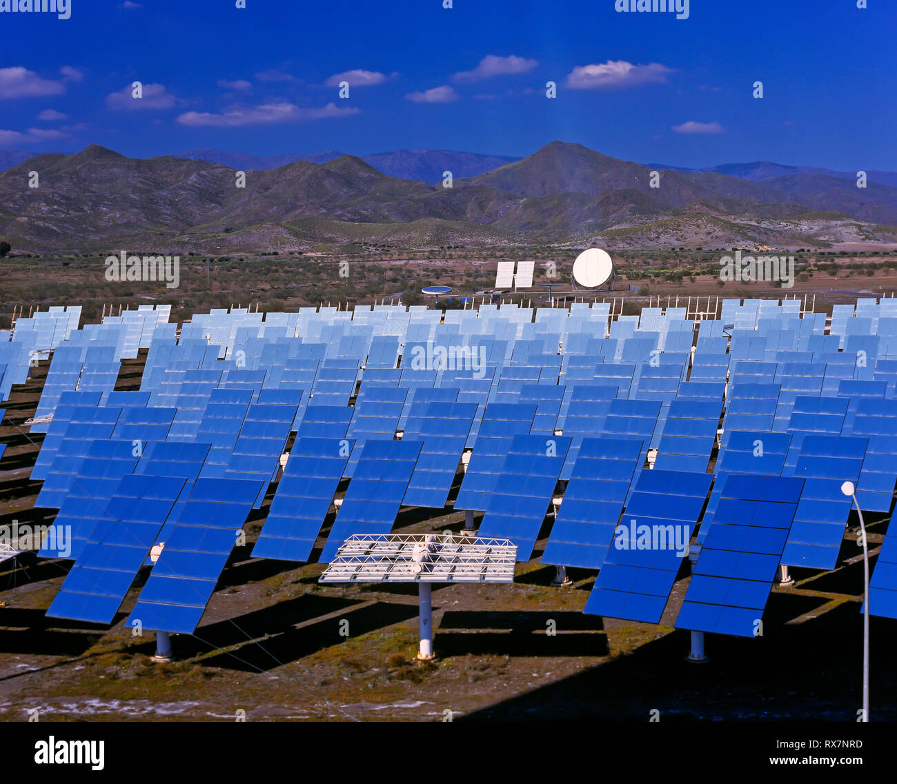 Solar power plant, Tabernas, Almeria province, Region of Andalusia, Spain, Europe Stock Photo