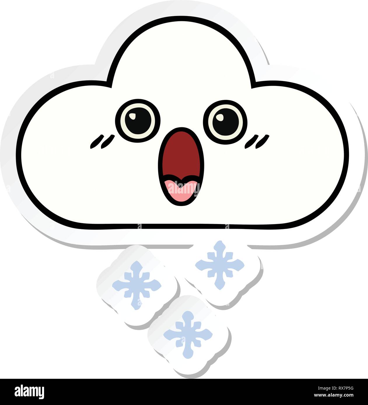 sticker of a cute cartoon snow cloud Stock Vector Image & Art - Alamy