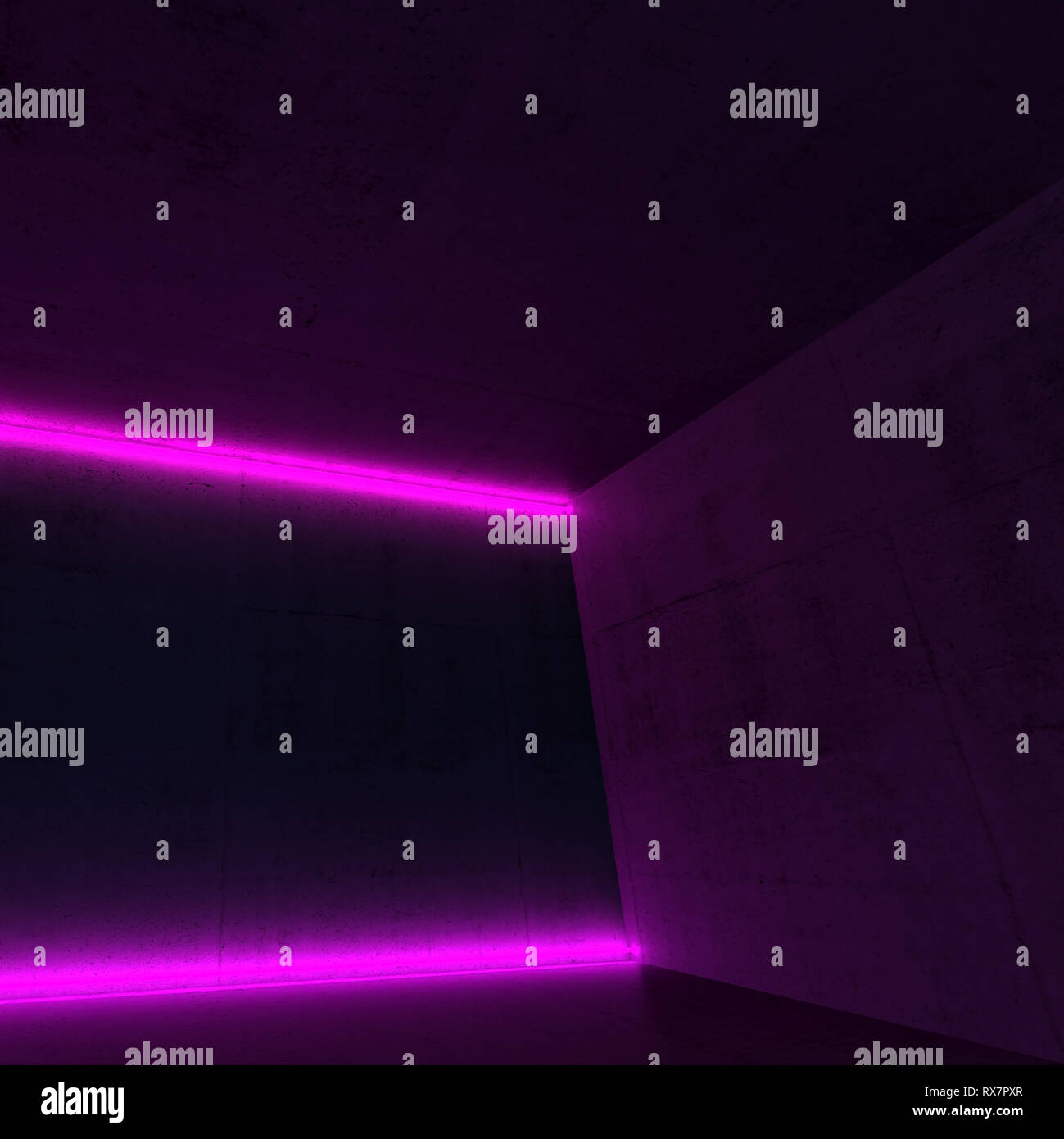 Abstract Empty Dark Concrete Room Interior With Purple Neon Lights Square 3d Render Illustration Stock Photo Alamy