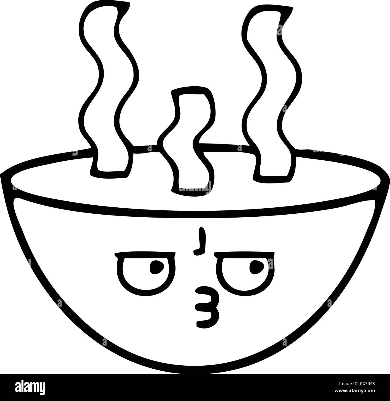 line drawing cartoon of a bowl of hot soup Stock Vector Image & Art - Alamy