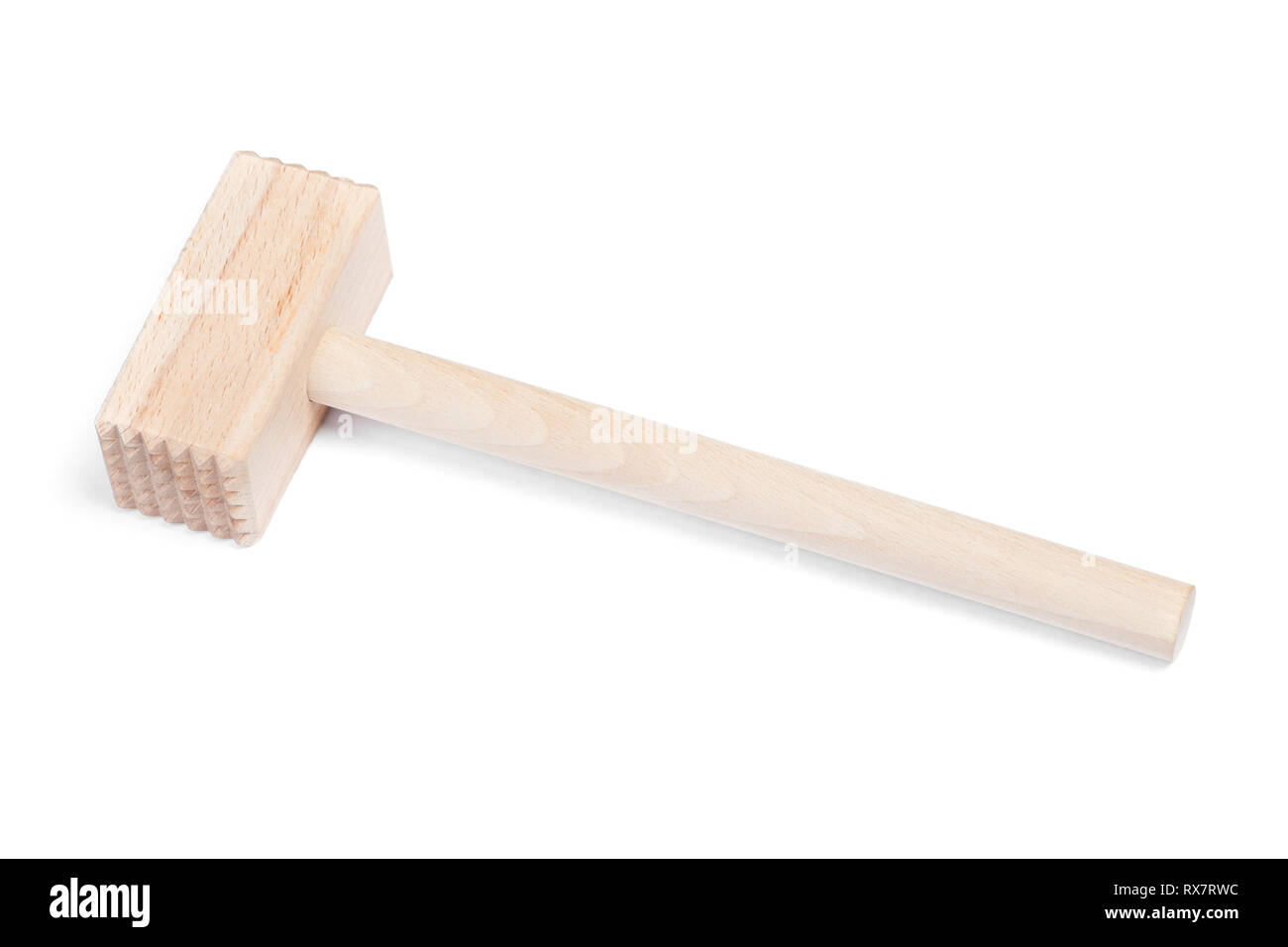 Wooden kitchen hammer isolated on white Stock Photo Alamy