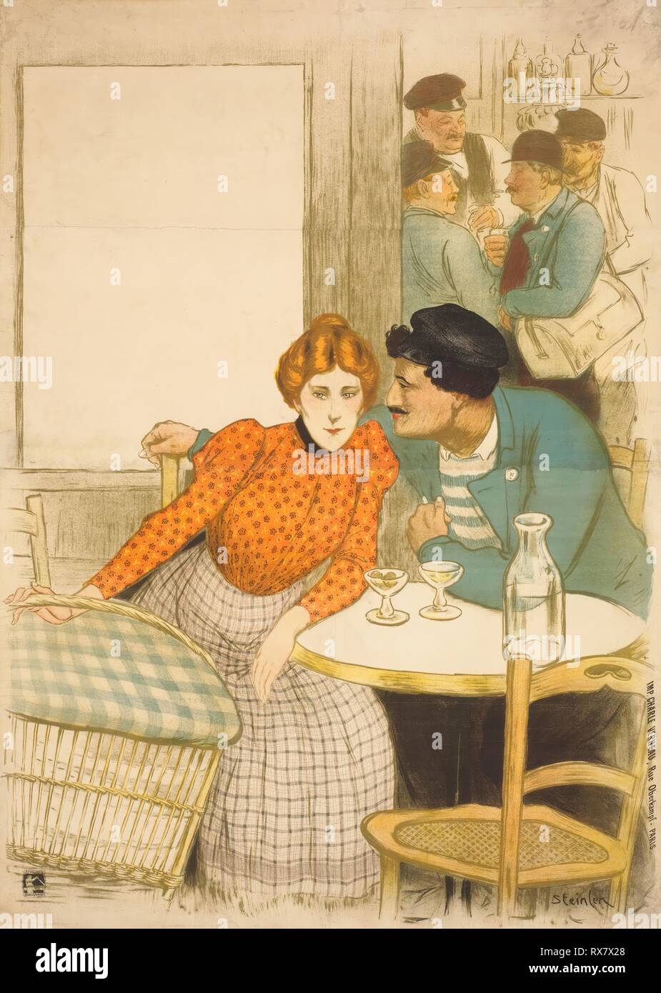 L'Assommoir. Théophile-Alexandre Steinlen; French, born Switzerland, 1859-1923. Date: 1899-1900. Dimensions: . Lithograph on paper. Origin: France. Museum: The Chicago Art Institute. Author: Théophile-Alexandre Pierre Steinlen. Stock Photo