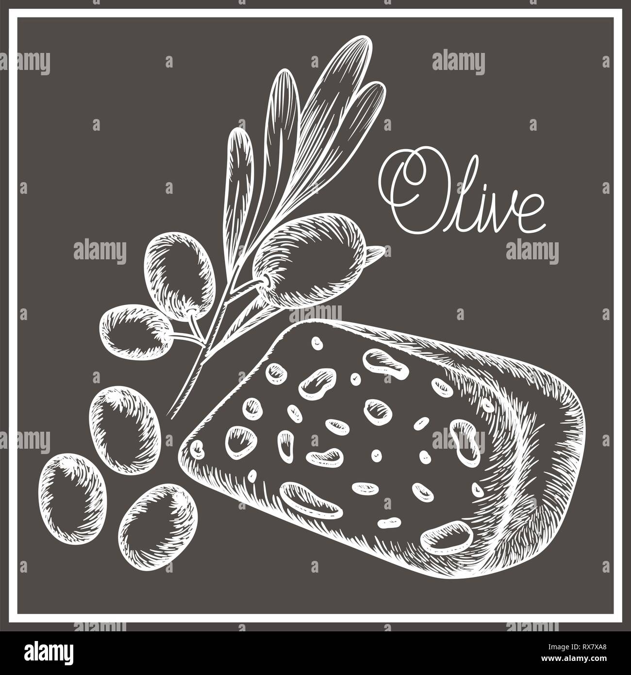 delicious cheese and olive isolated icon Stock Vector