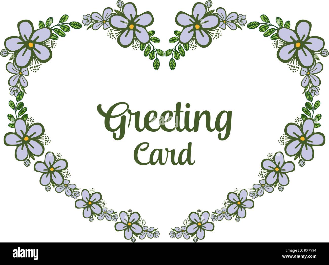 Vector illustration greeting card writing with purple flower frame hand
