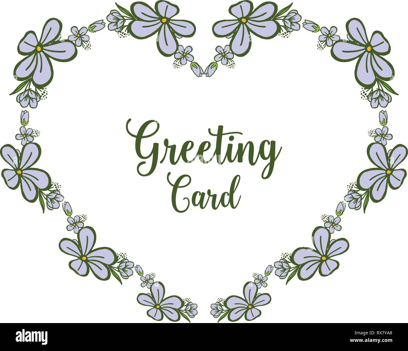 Vector illustration greeting card writing with purple flower frame hand ...