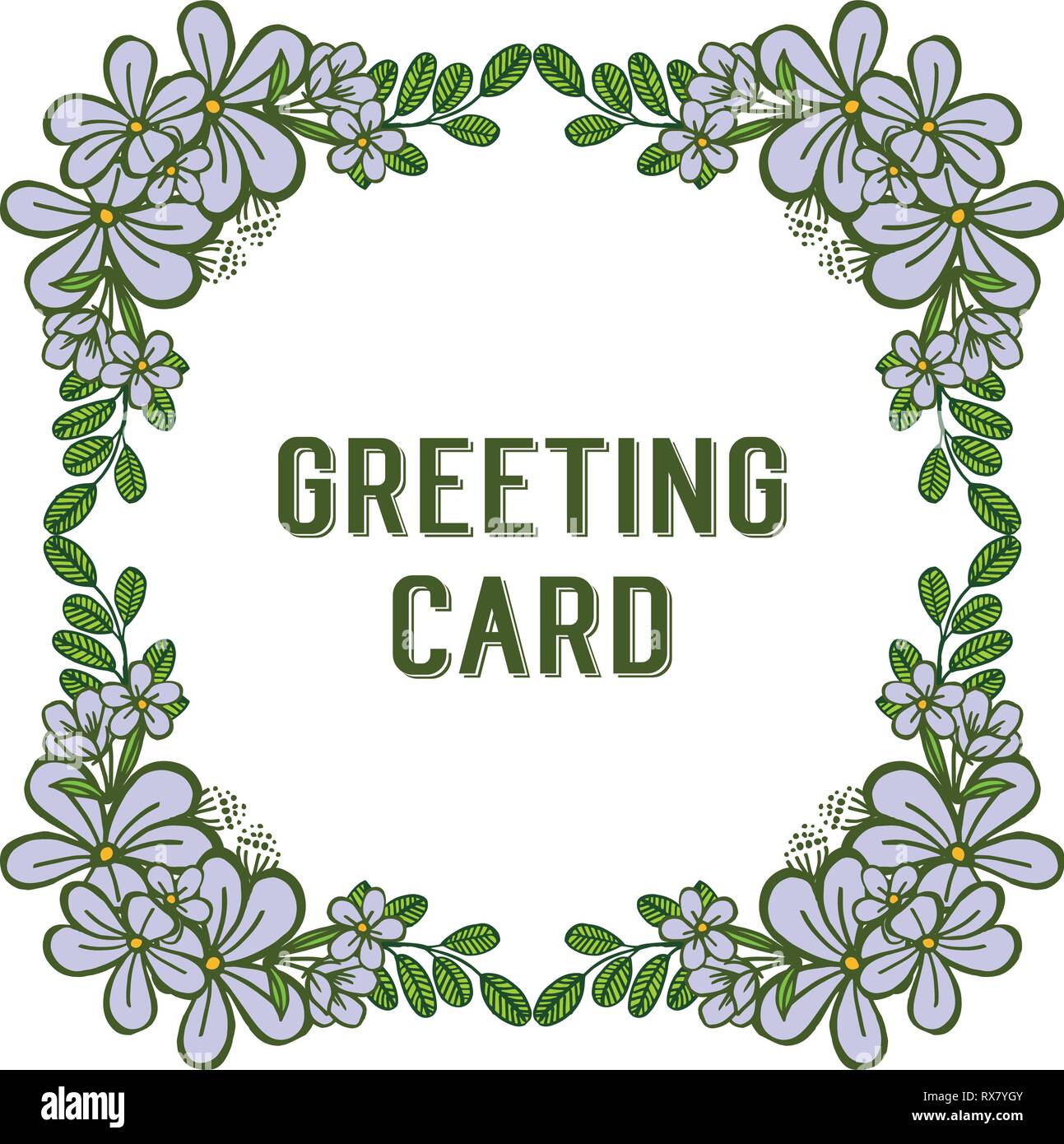 Vector illustration greeting card design with bright purple flower ...