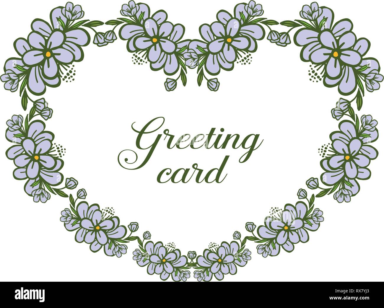 Vector illustration greeting card design with bright purple flower ...