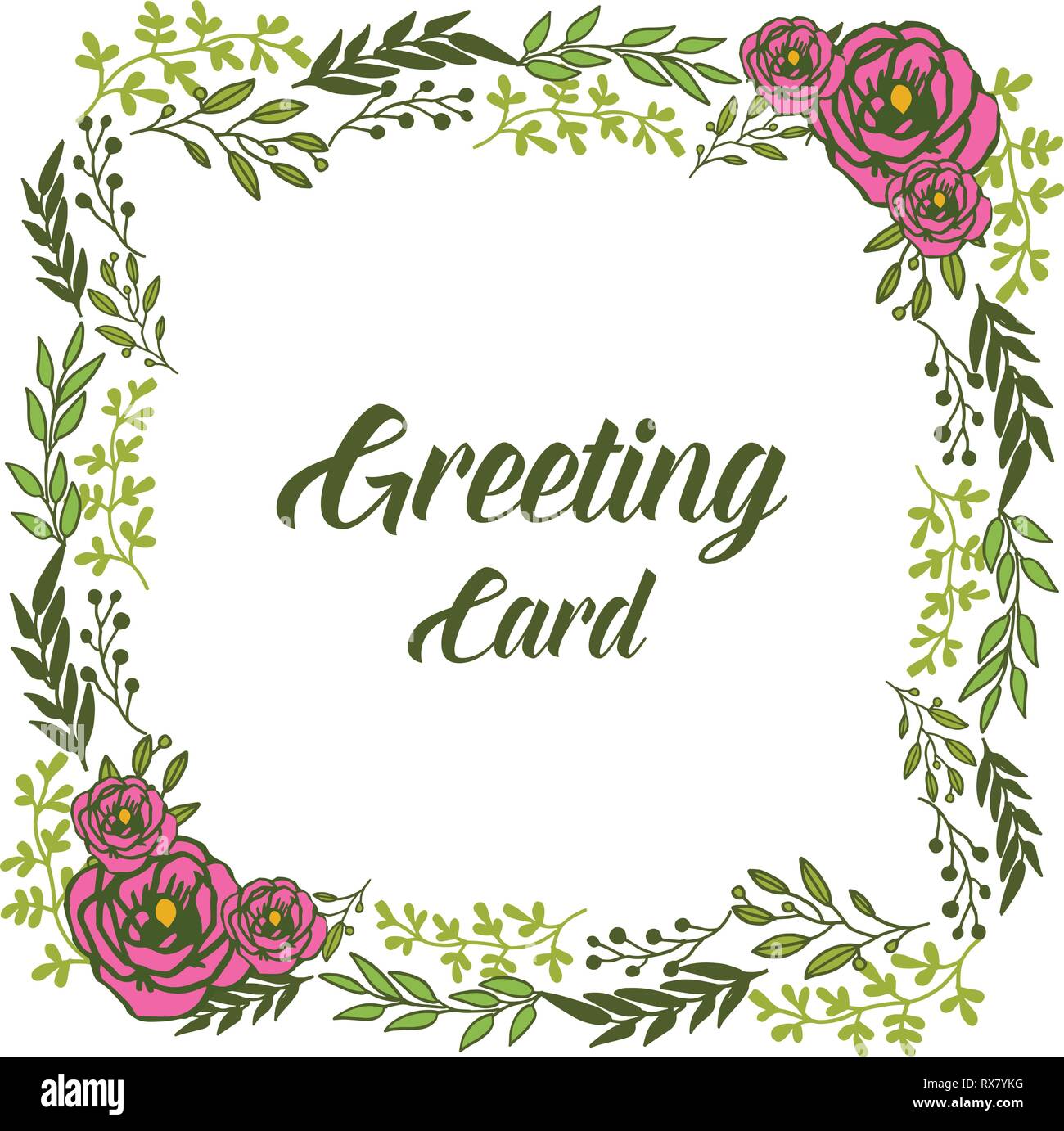 Vector illustration frame flower red and pink for greeting card design ...