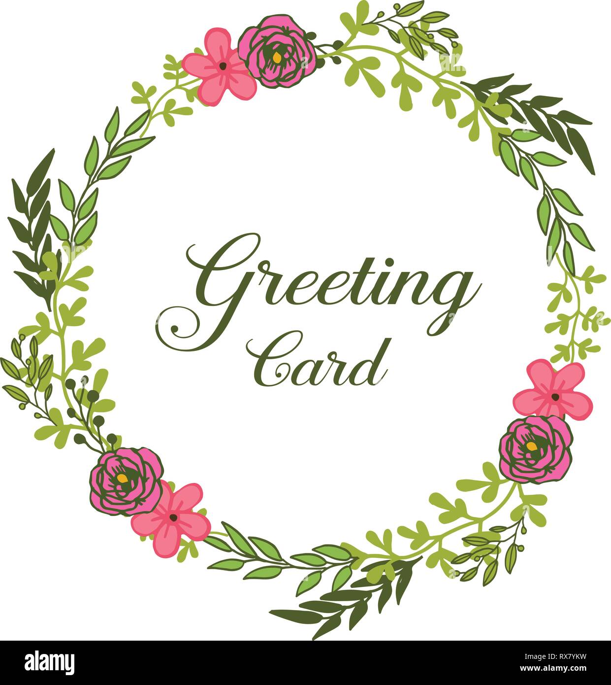Vector illustration frame flower red and pink for greeting card design ...
