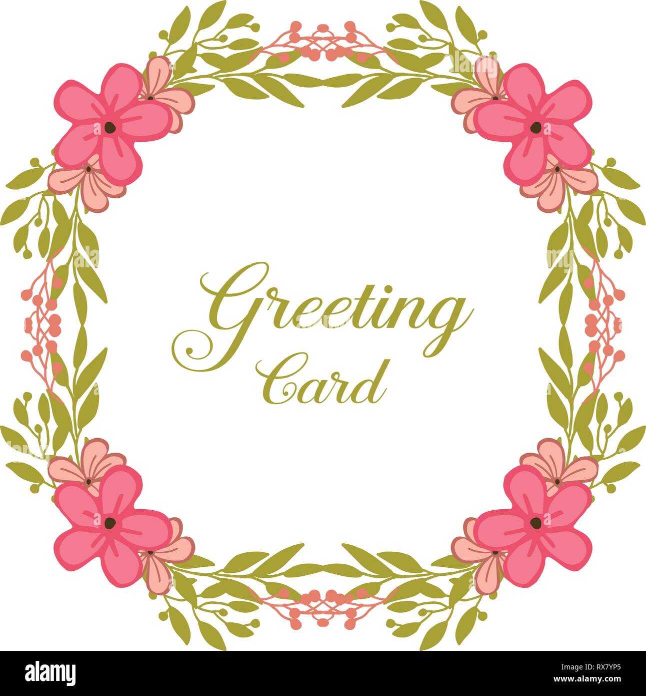 Vector illustration invitation of greeting card with crowd pink flower ...