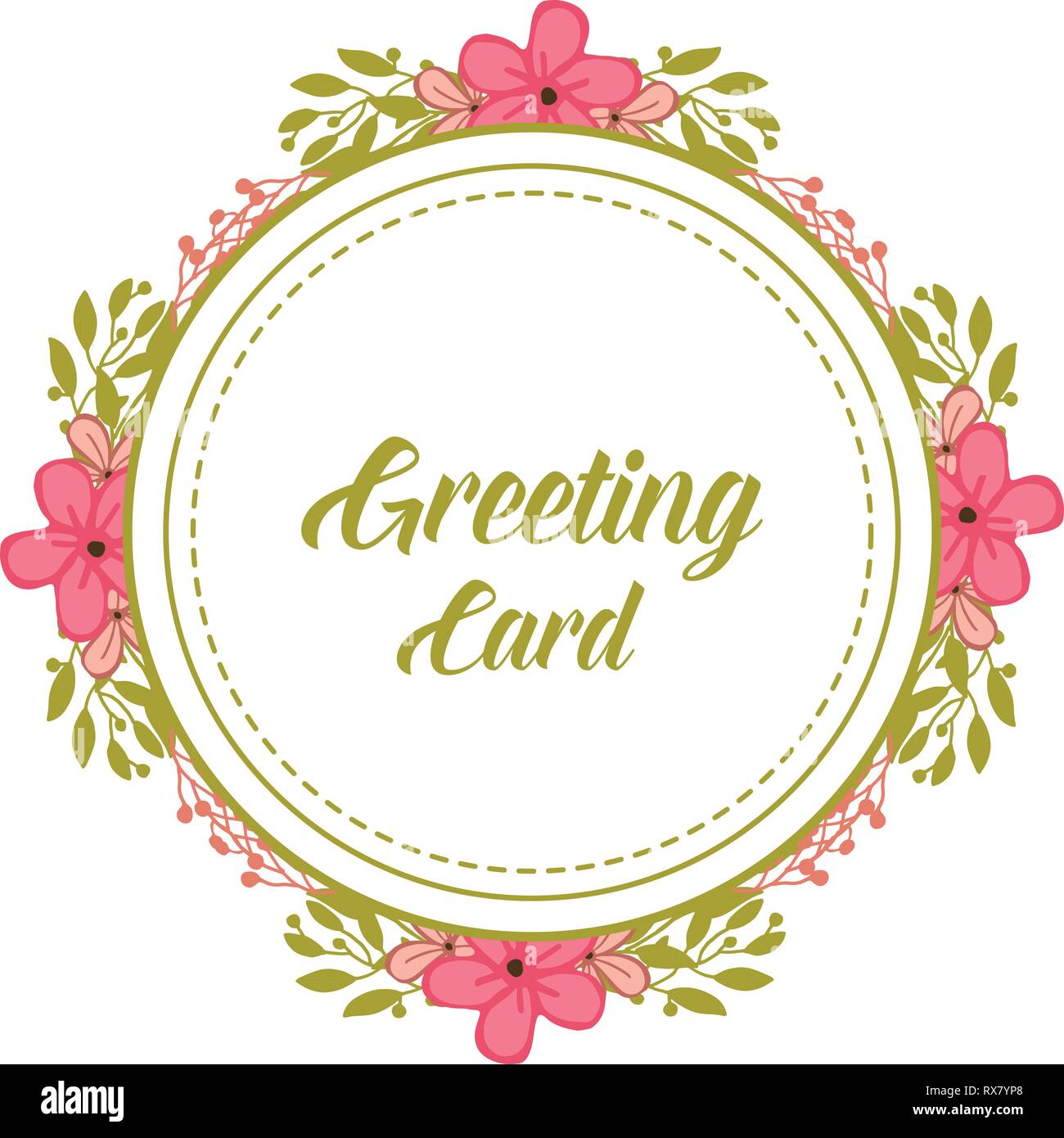 Vector illustration invitation of greeting card with crowd pink flower ...