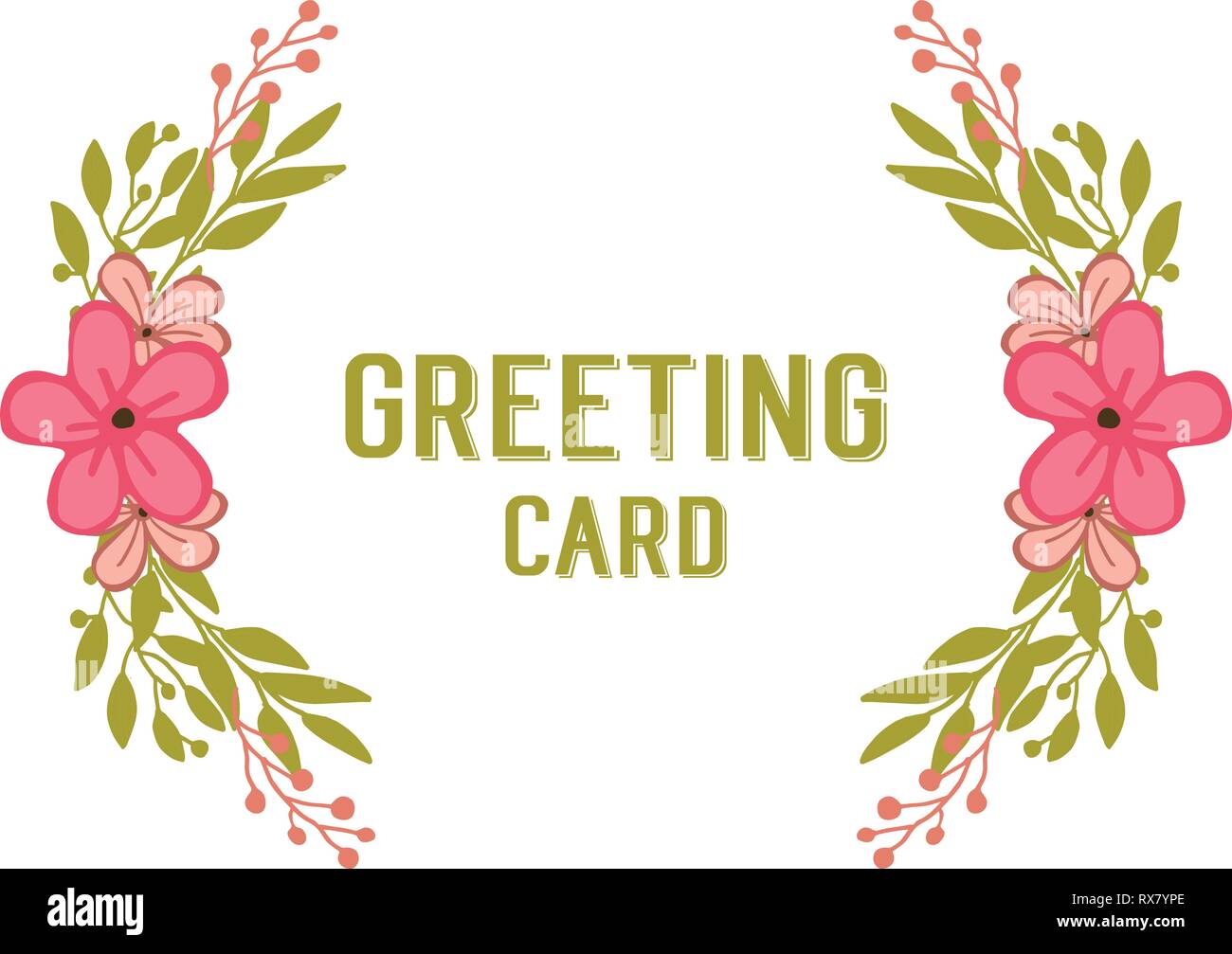 Vector illustration invitation of greeting card with crowd pink flower ...