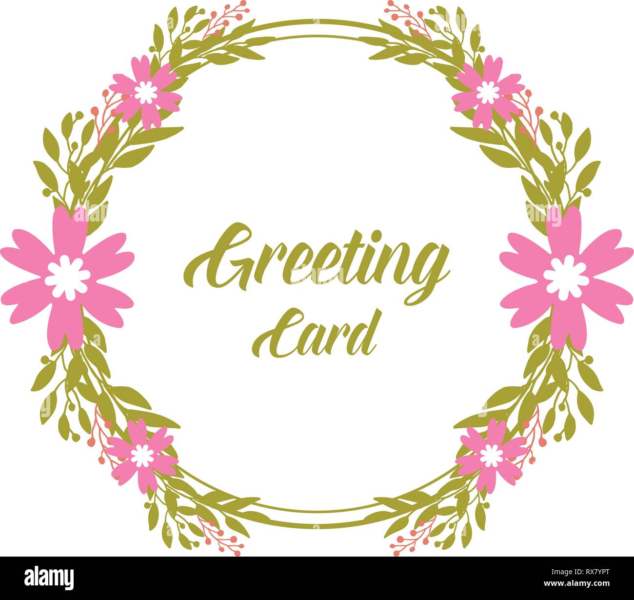 Vector illustration invitation of greeting card with crowd pink flower ...