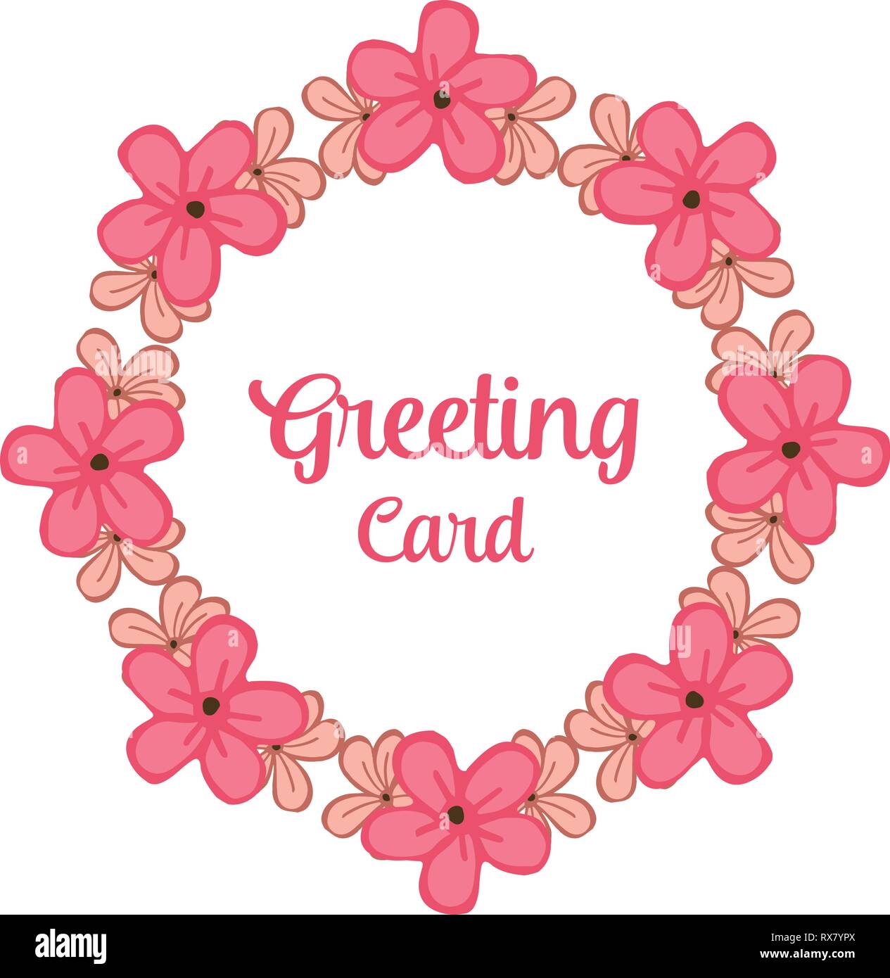 Vector illustration invitation of greeting card with crowd pink flower ...