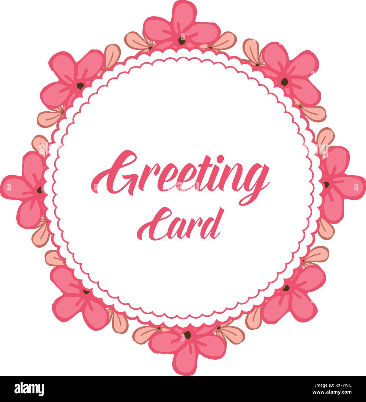 Vector Illustration Elegant Pink Flower Frame For Greeting Card Writing vector-illustration-elegant-pink-flower-frame-for-greeting-card-writing