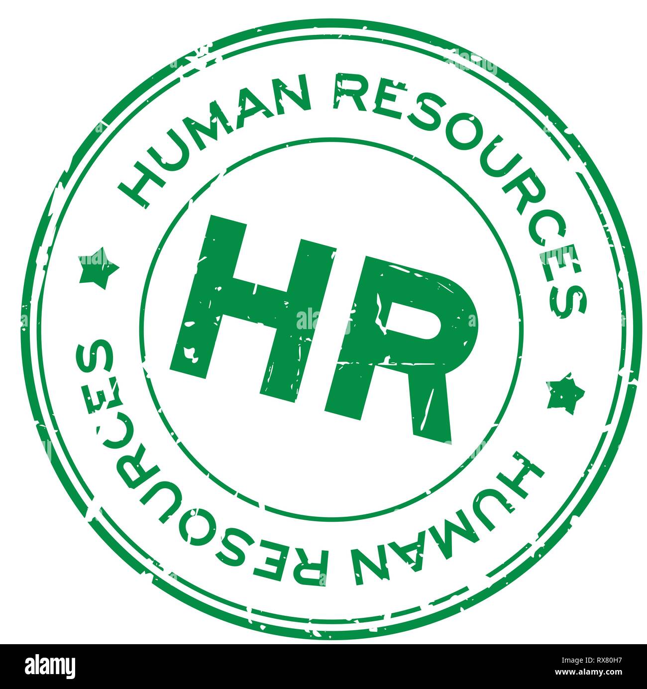 Grunge green HR word (Abbreviation of Human Resources) round rubber