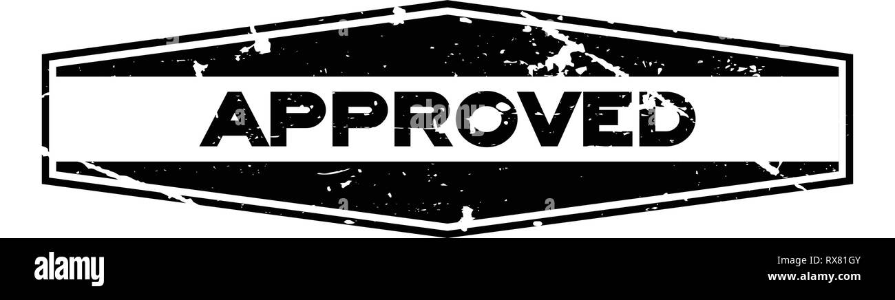 Grunge black approved hexagon rubber seal stamp on white background ...