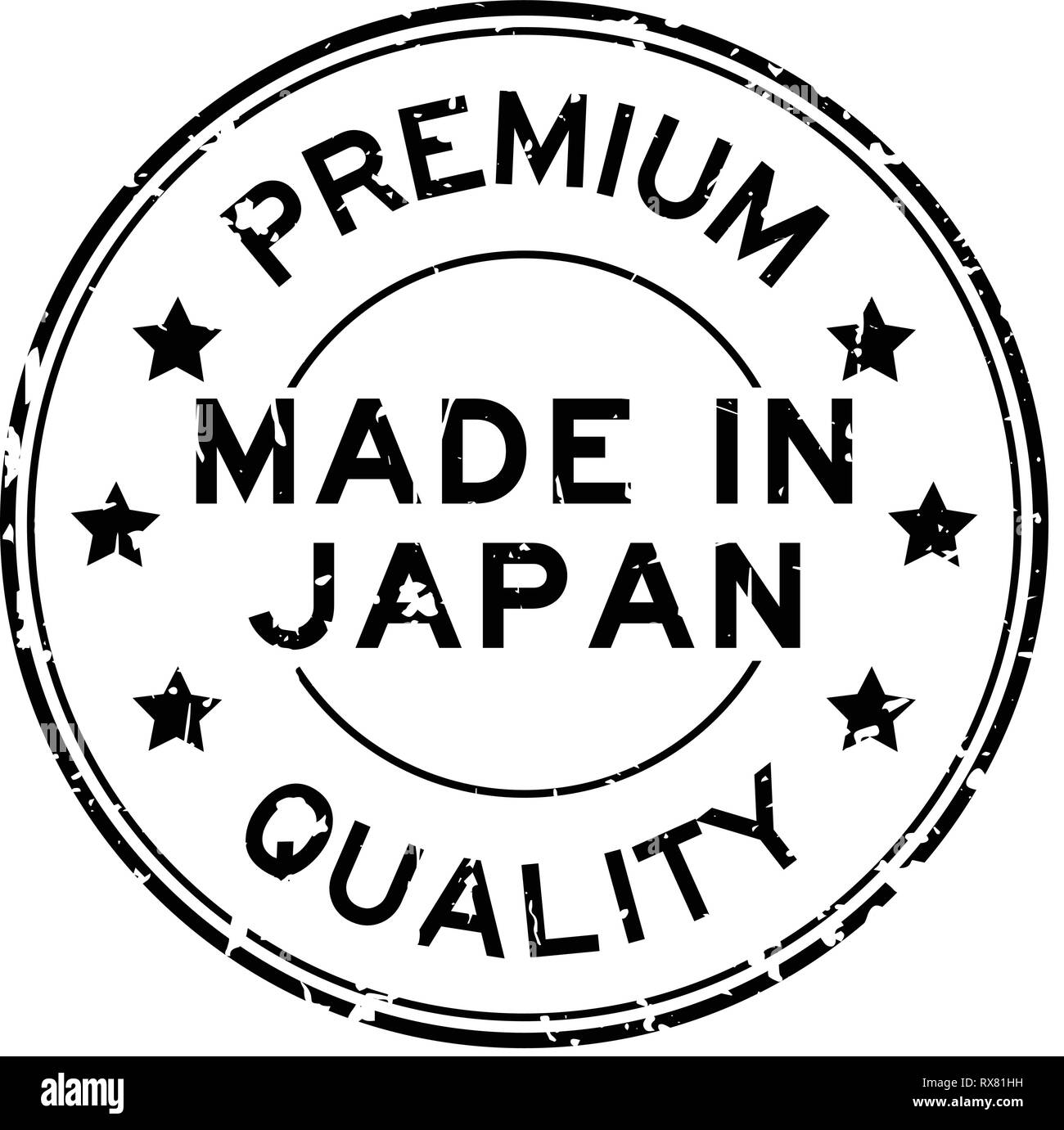 Grunge premium quality made in japan round rubber stamp on white ...