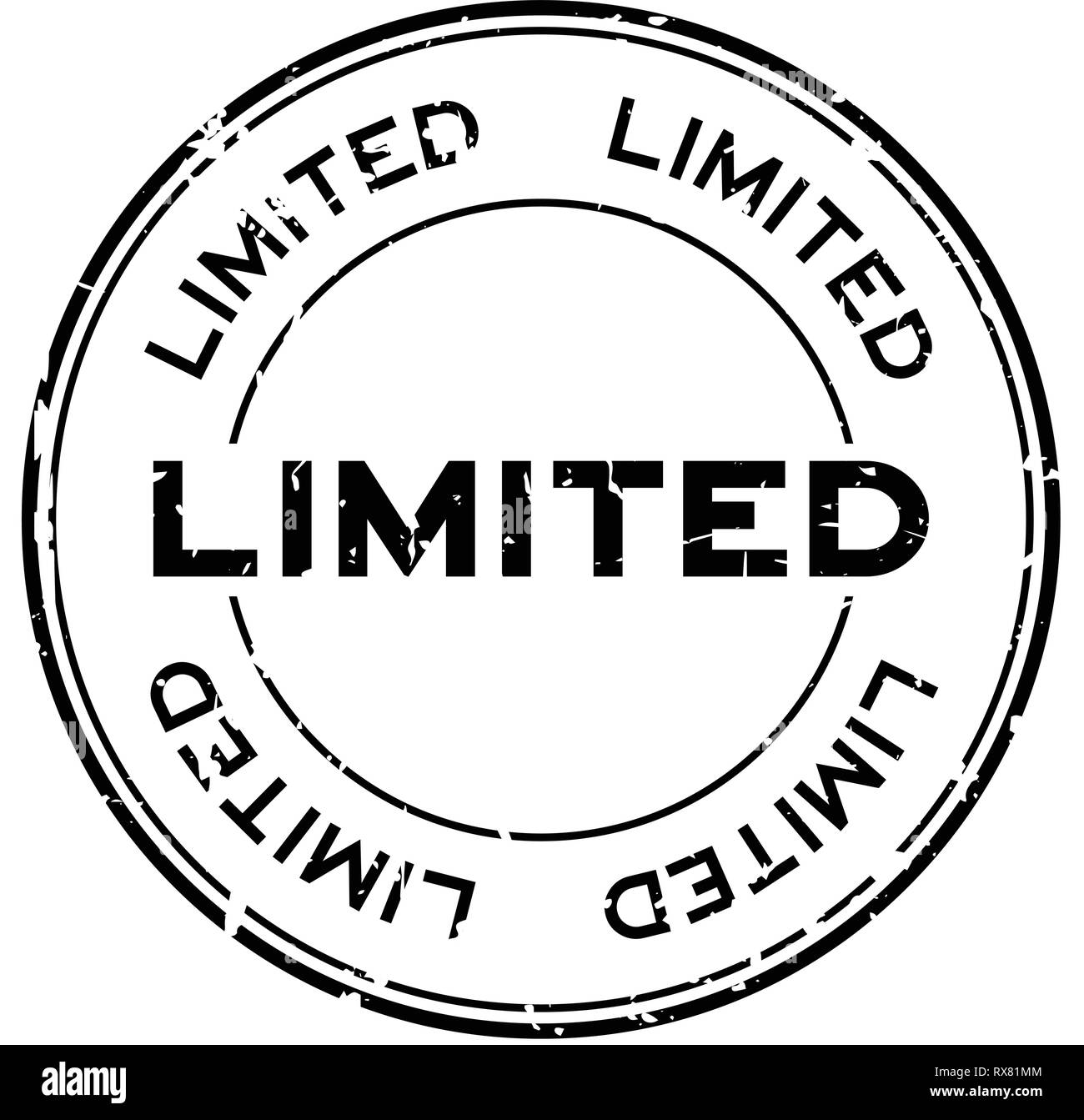 Grunge black limited round rubber seal stamp on white background Stock ...