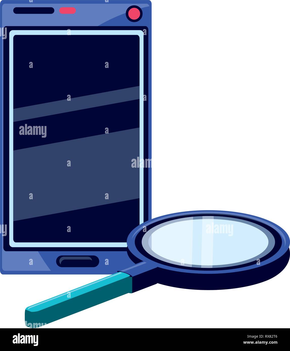 smartphone device with magnifying glass vector illustration design ...