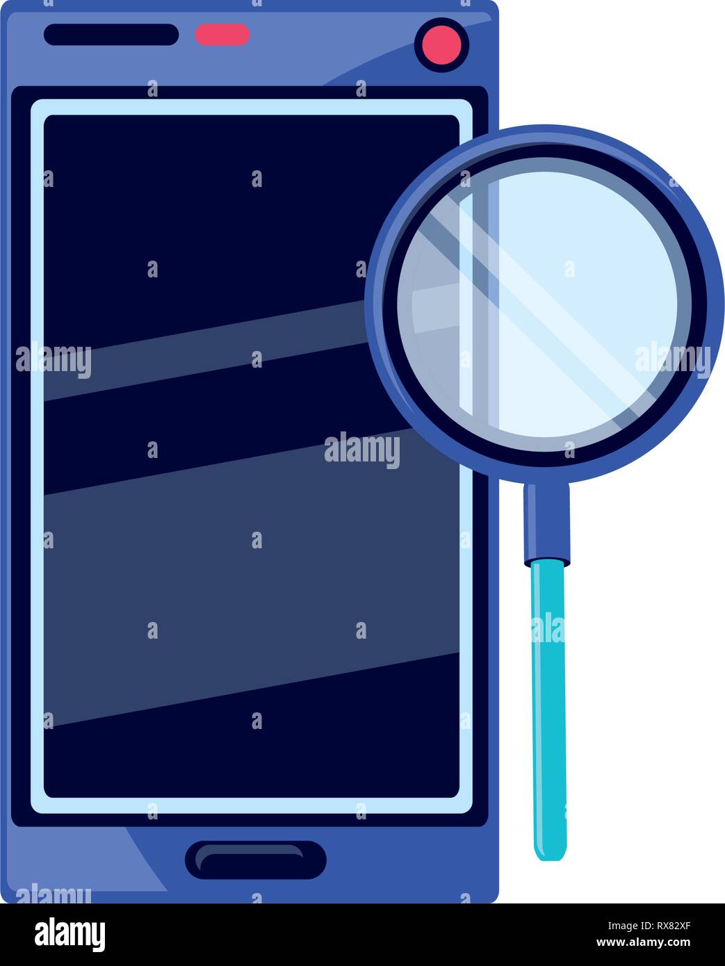 smartphone device with magnifying glass vector illustration design ...