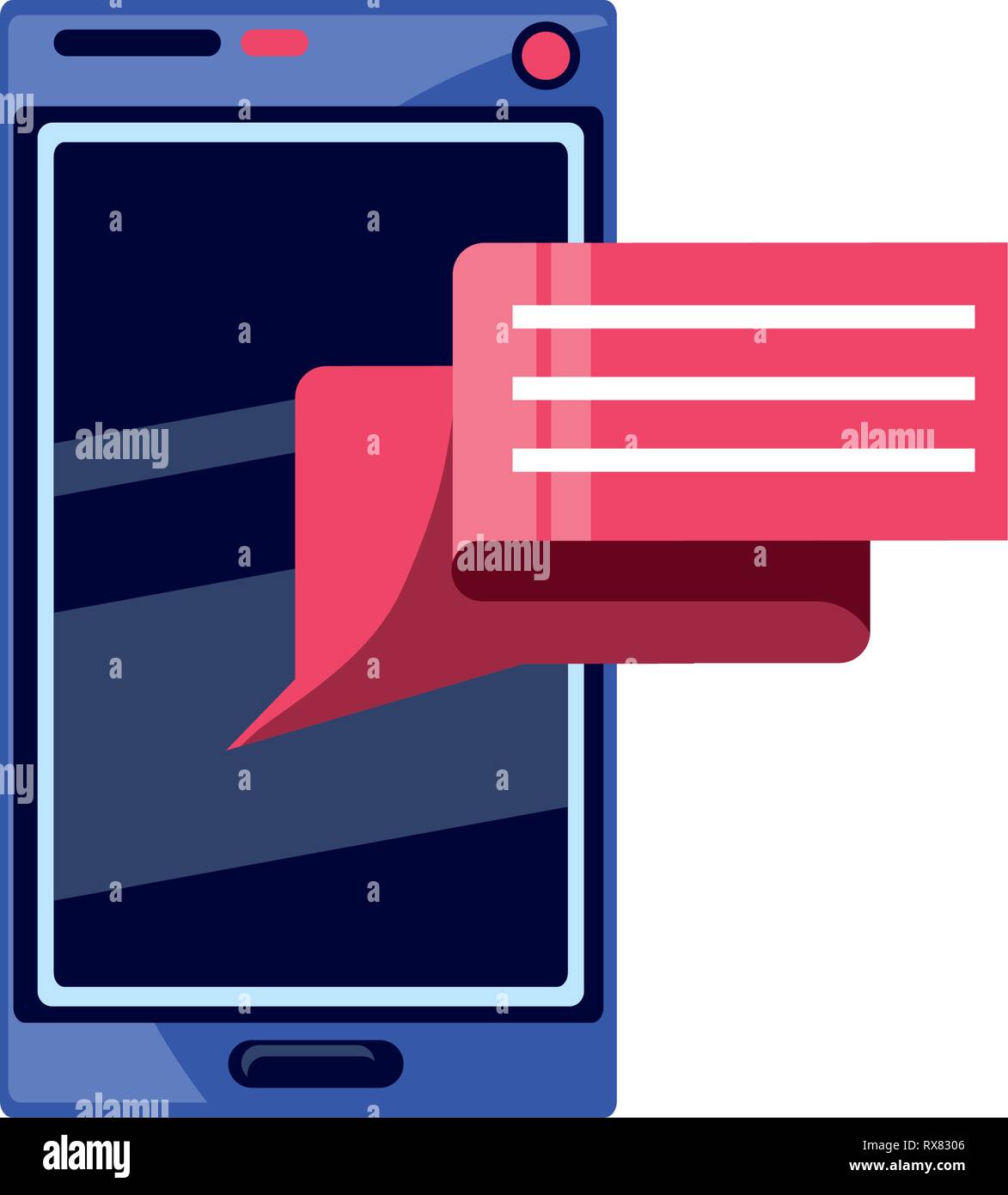 speech bubble with smartphone device vector illustration design Stock ...