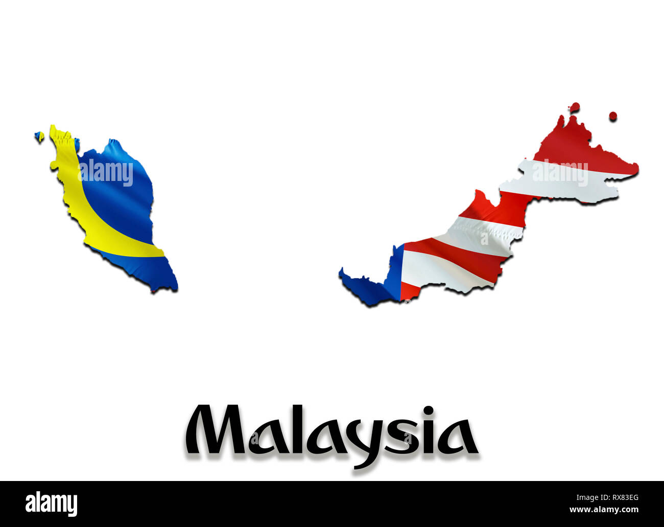 Malaysia Map Flag. 3D rendering Malaysia map and flag on Asia map 