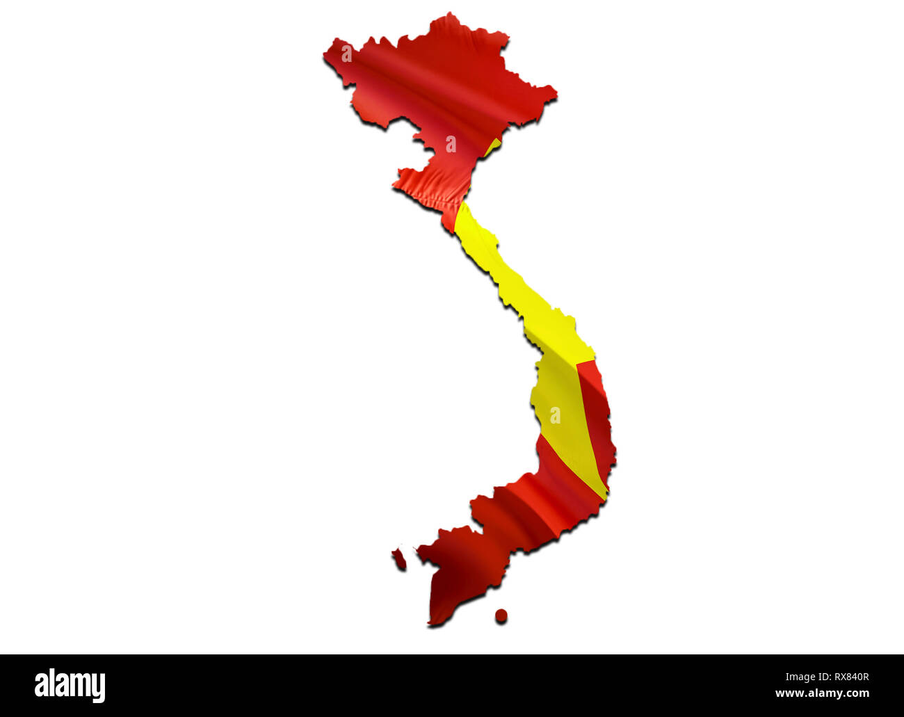 Map on Vietnam waving Flag. 3D rendering Vietnam map and waving flag on ...