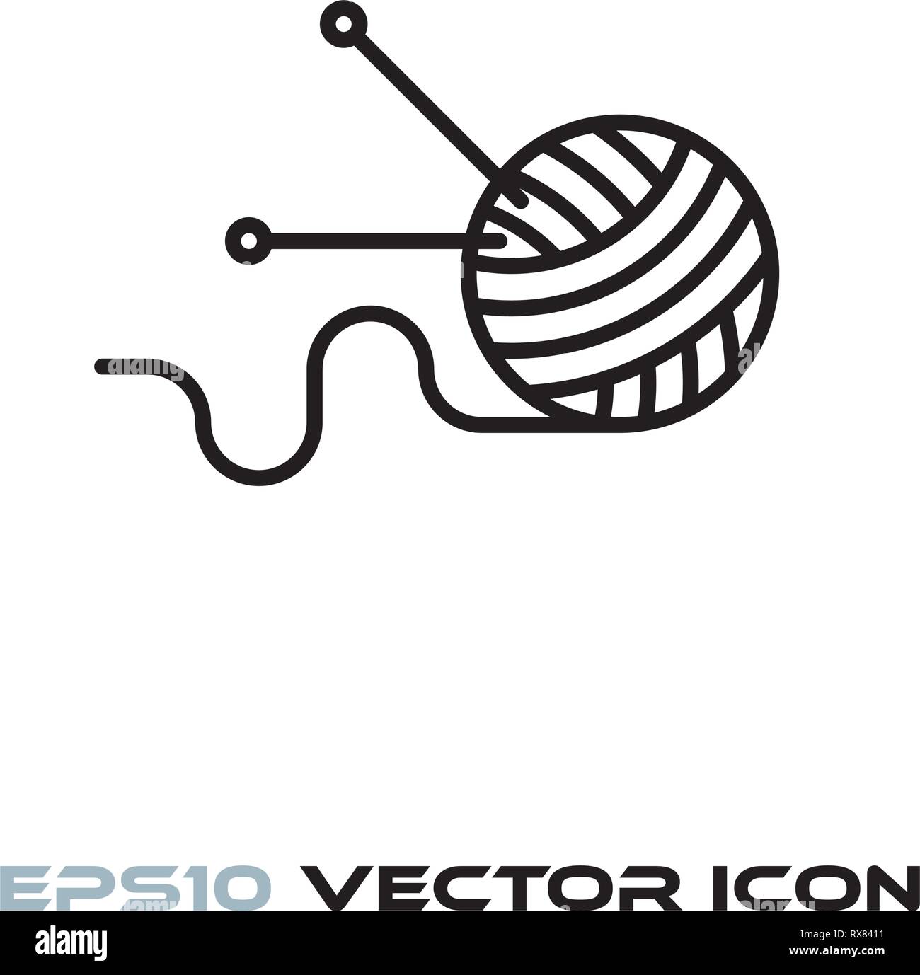 Ball of wool with knitting needles line icon vector illustration Stock Vector Image & Art - Alamy