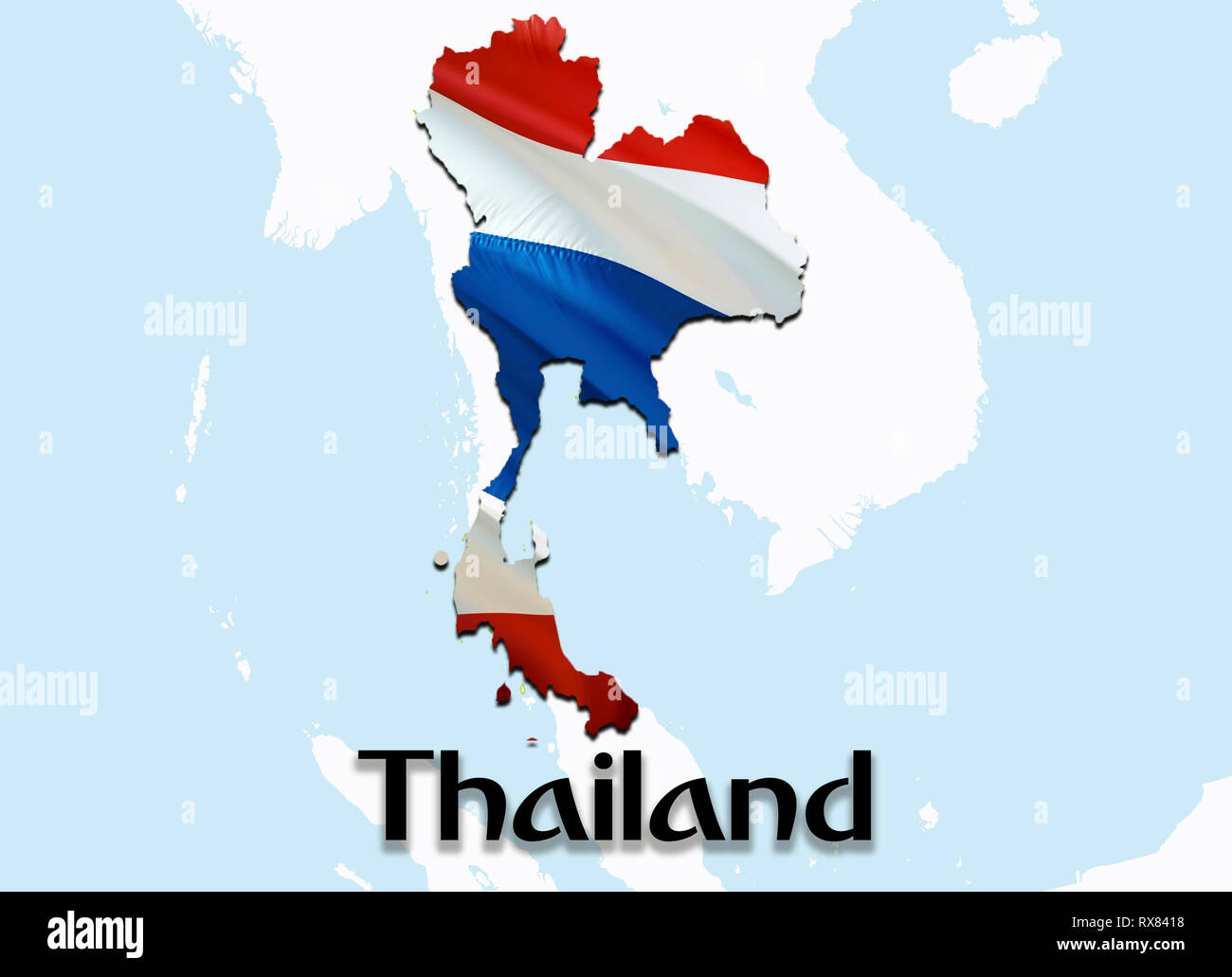Flag Map of Thailand. 3D rendering Thailand map and flag on Asia map. The  national symbol of Thailand. Bangkok flag map background image download HD.T  Stock Photo - Alamy