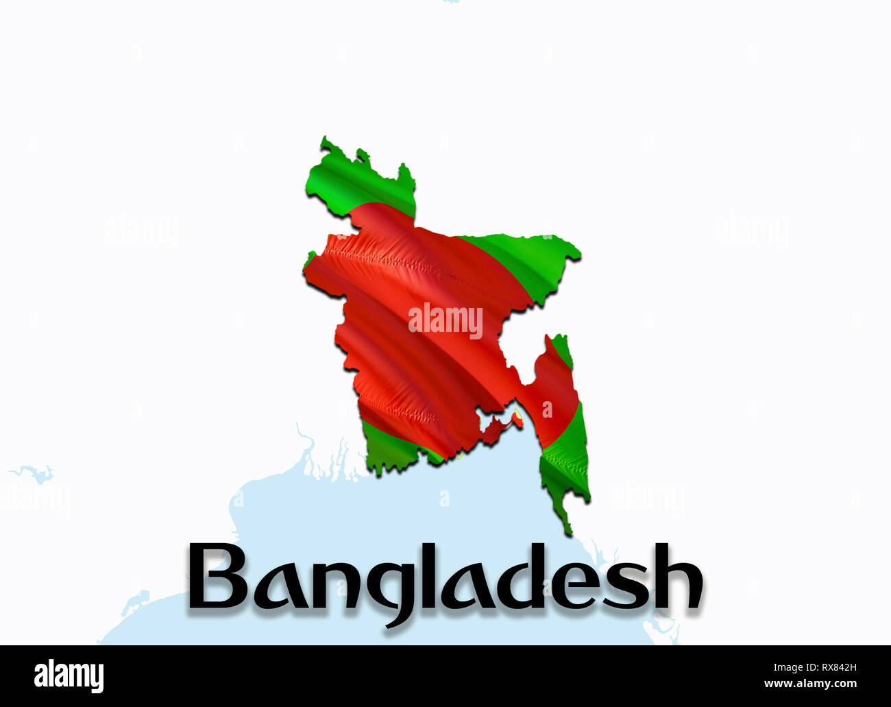 Flag Map of Bangladesh. 3D rendering Bangladesh map and flag on ...