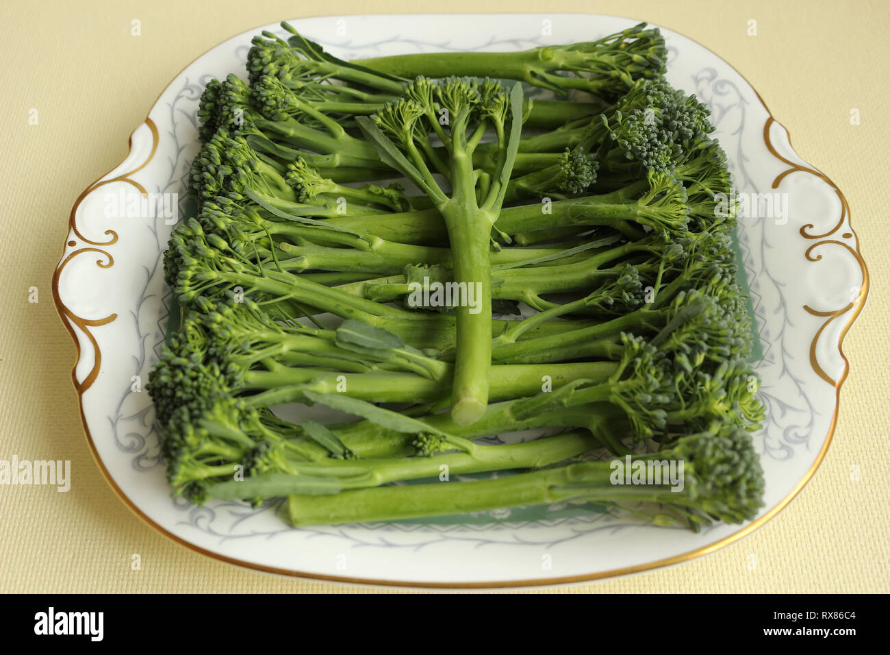 A Plate of Tenderstem Broccoli Stock Photo Alamy