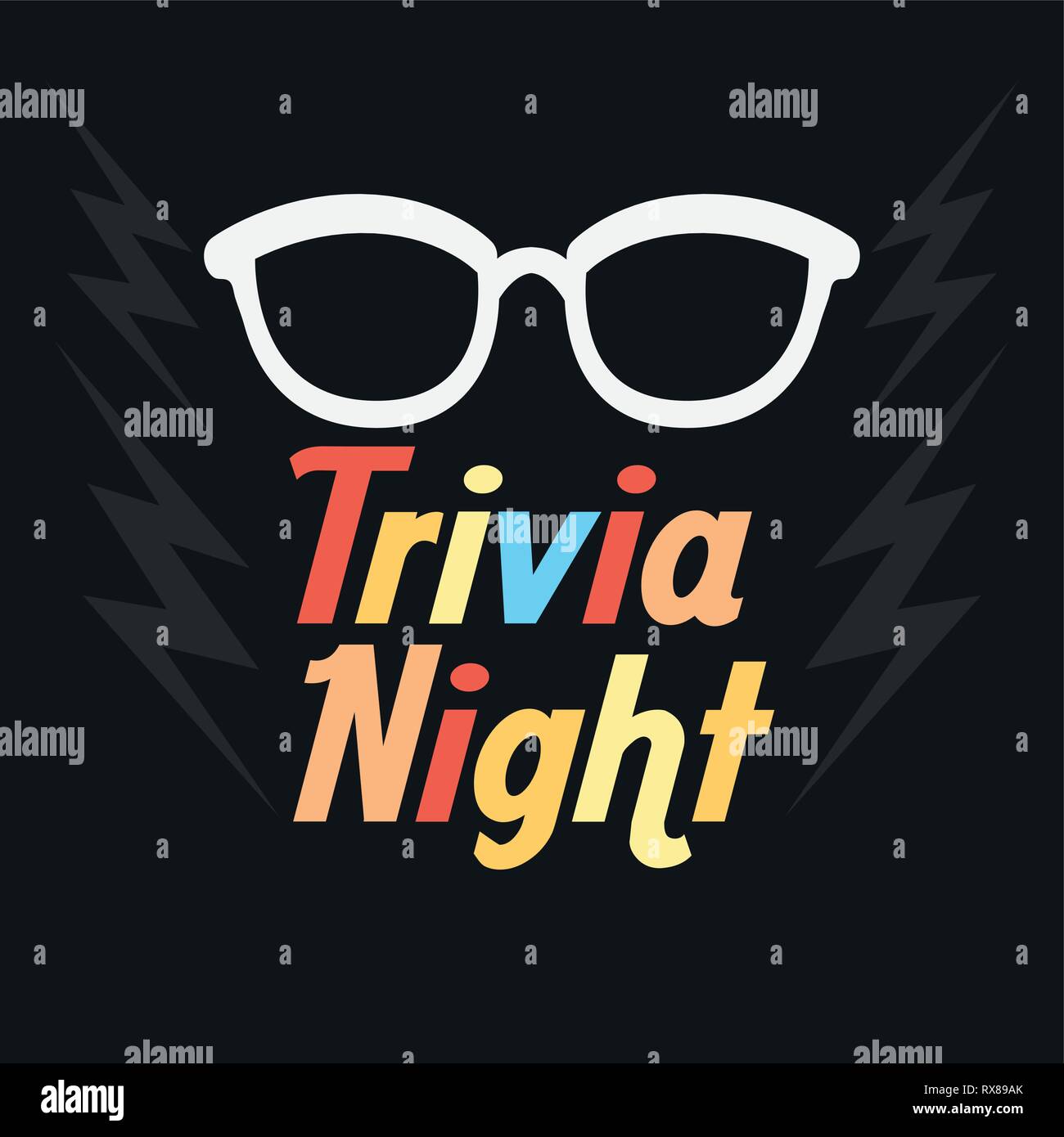 Trivia Night Font trivia night font eyeglasses black background vector illustration Stock ...