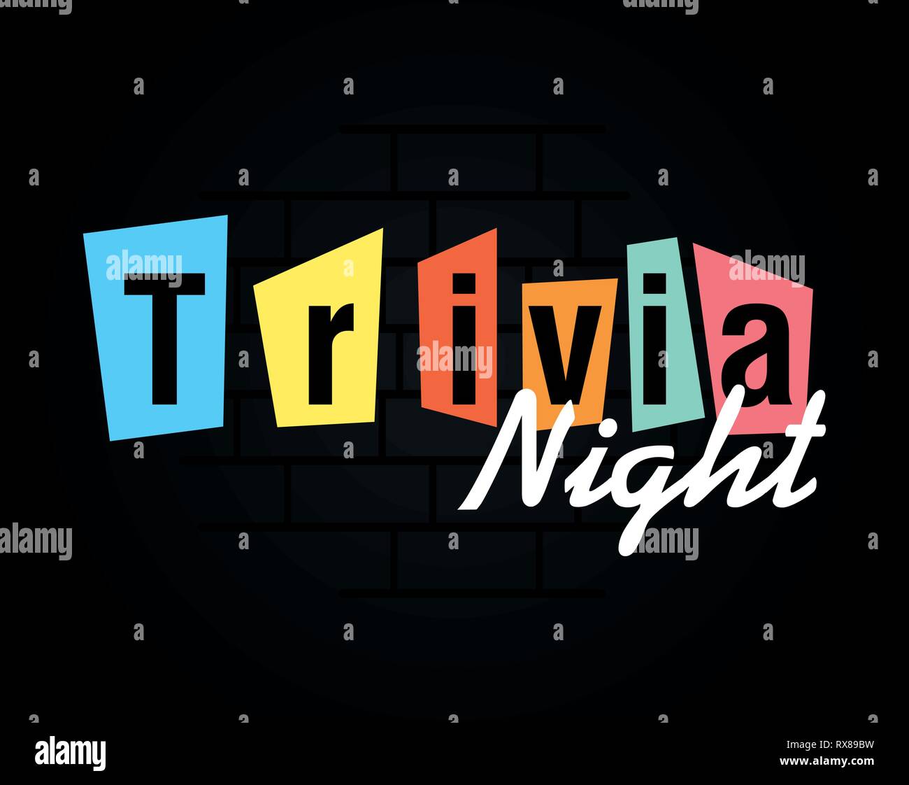 trivia night lettering on dark background vector illustration Stock ...