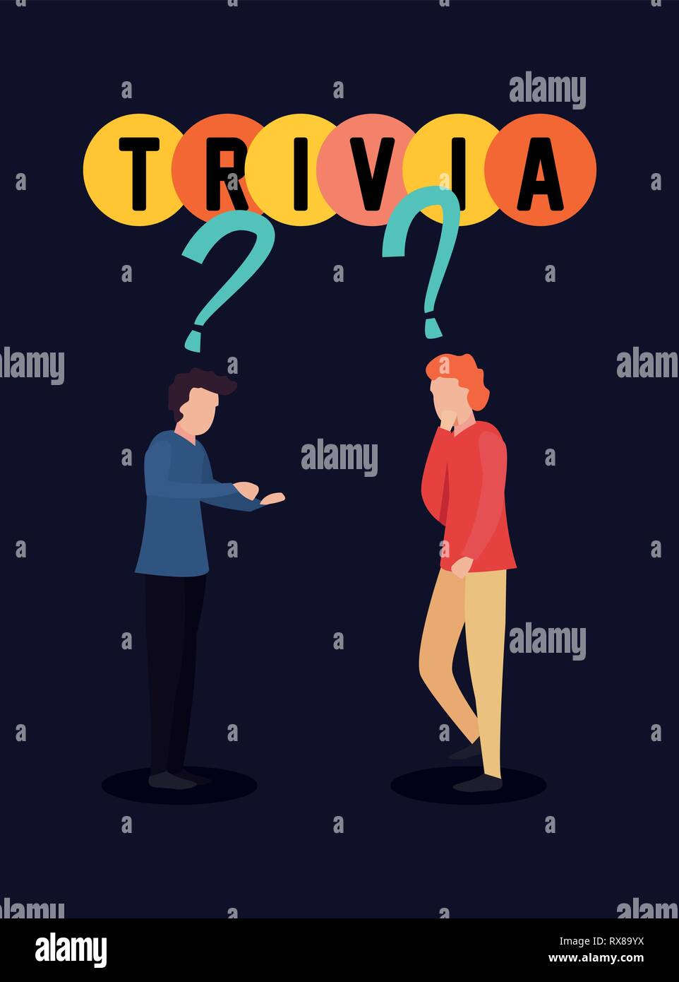 trivia night men question signal vector illustration Stock Vector