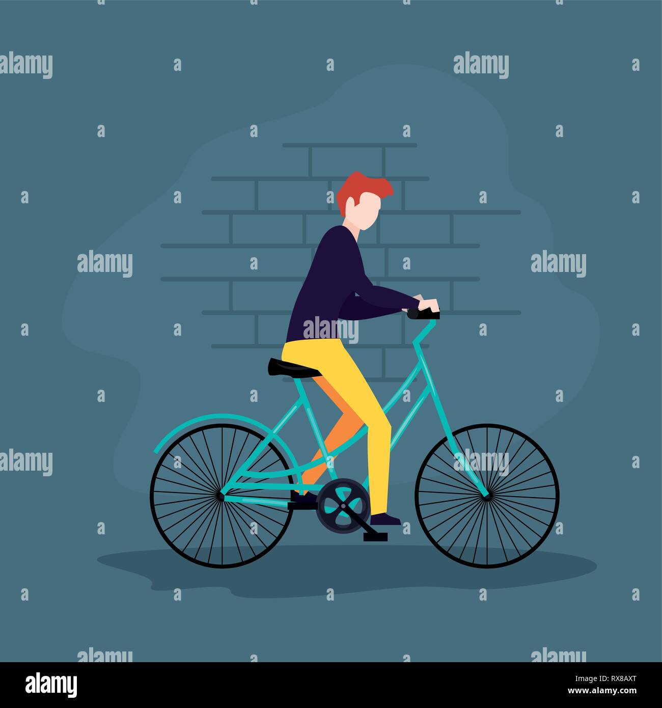 young man riding bicycle activity vector illustration Stock Vector ...