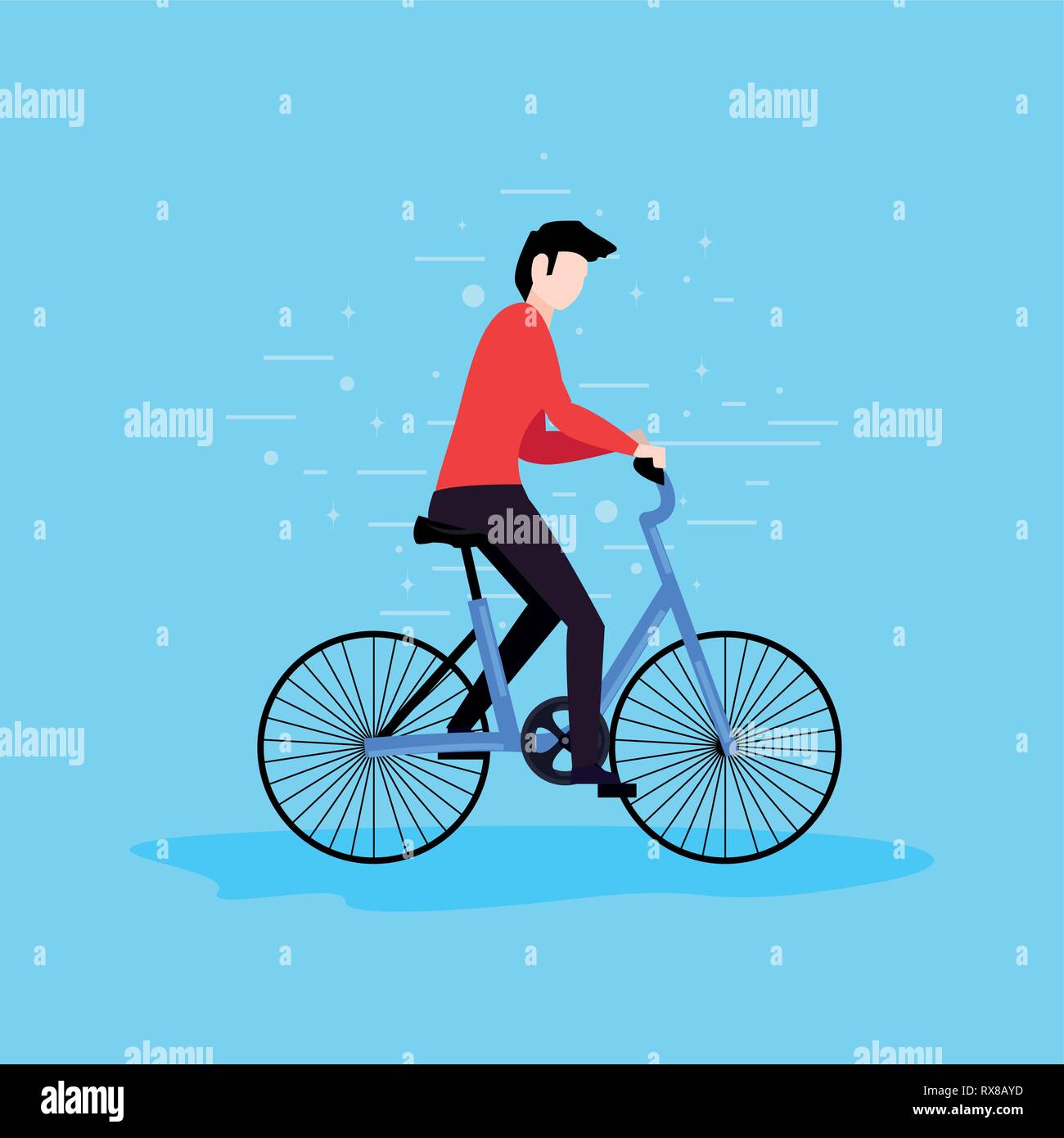 young man riding bicycle activity vector illustration Stock Vector ...