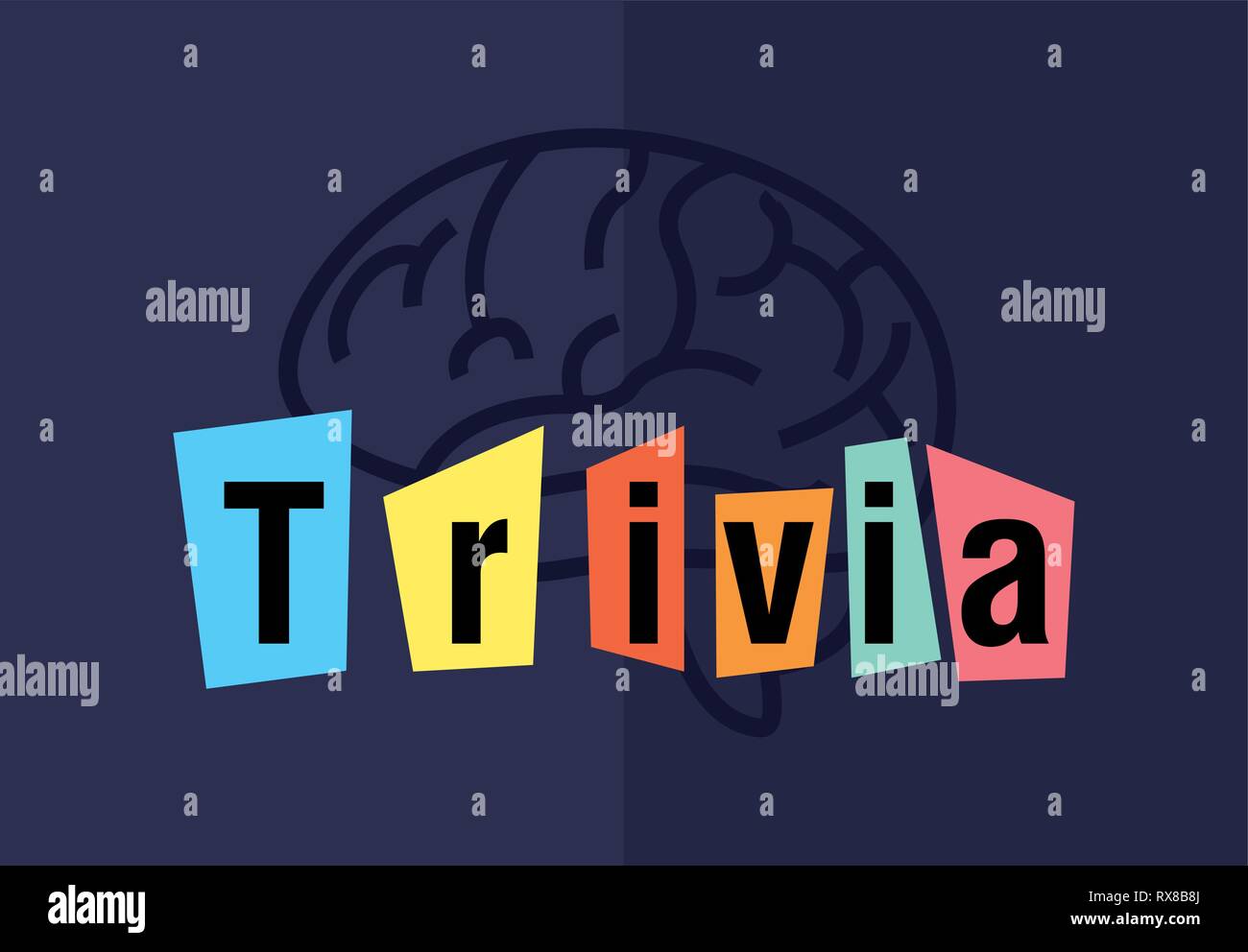 trivia night brain creativity lettering vector illustration Stock ...