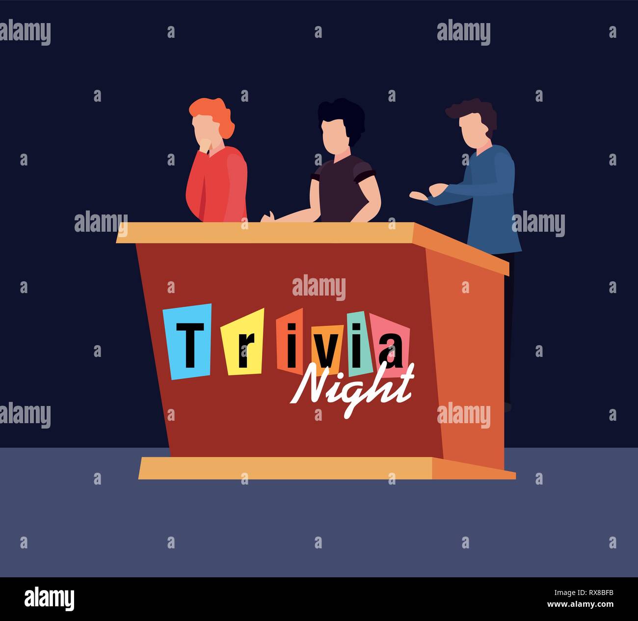 trivia night men in the stand game vector illustration Stock Vector