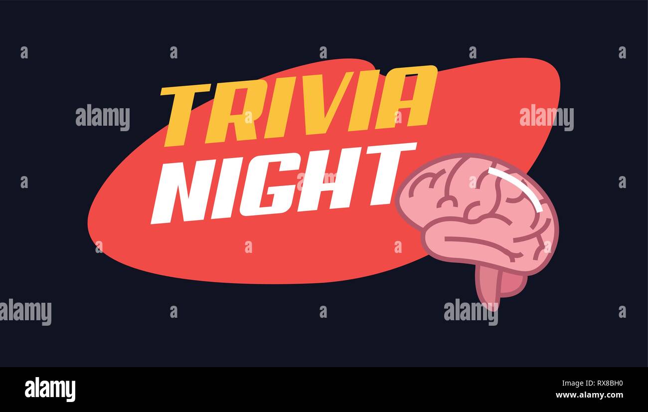 trivia night brain creativity lettering vector illustration Stock ...