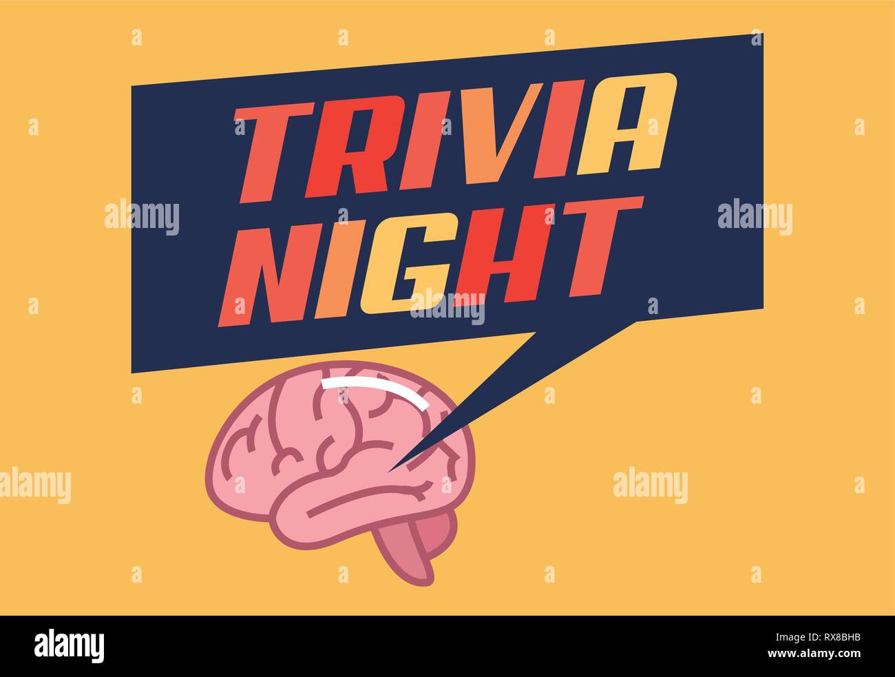 trivia night brain creativity lettering vector illustration Stock ...